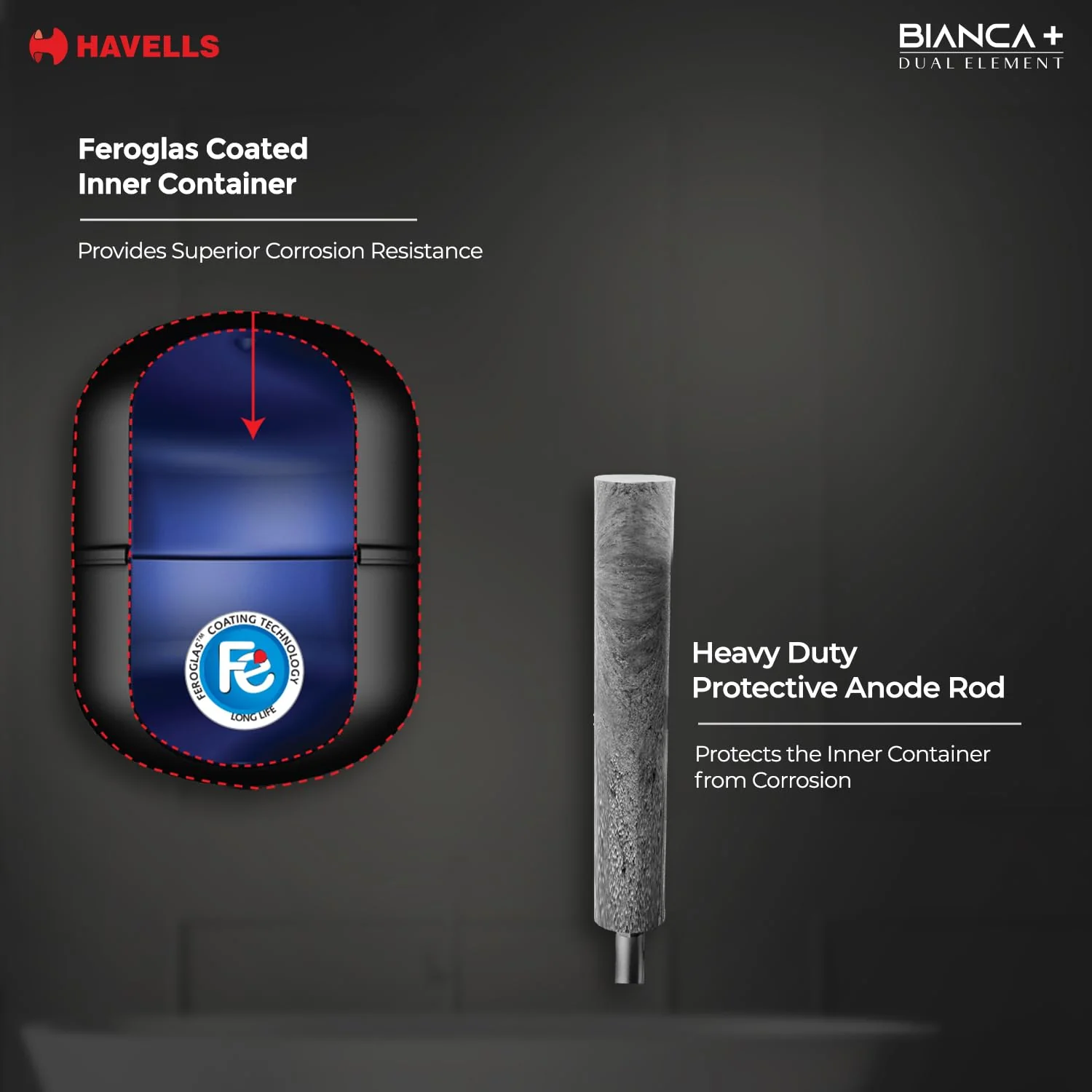 Havells Bianca+ 15L 5 Star Water Heater (White Blue) | Dual Element | Fast Heating Geyser - Image 8