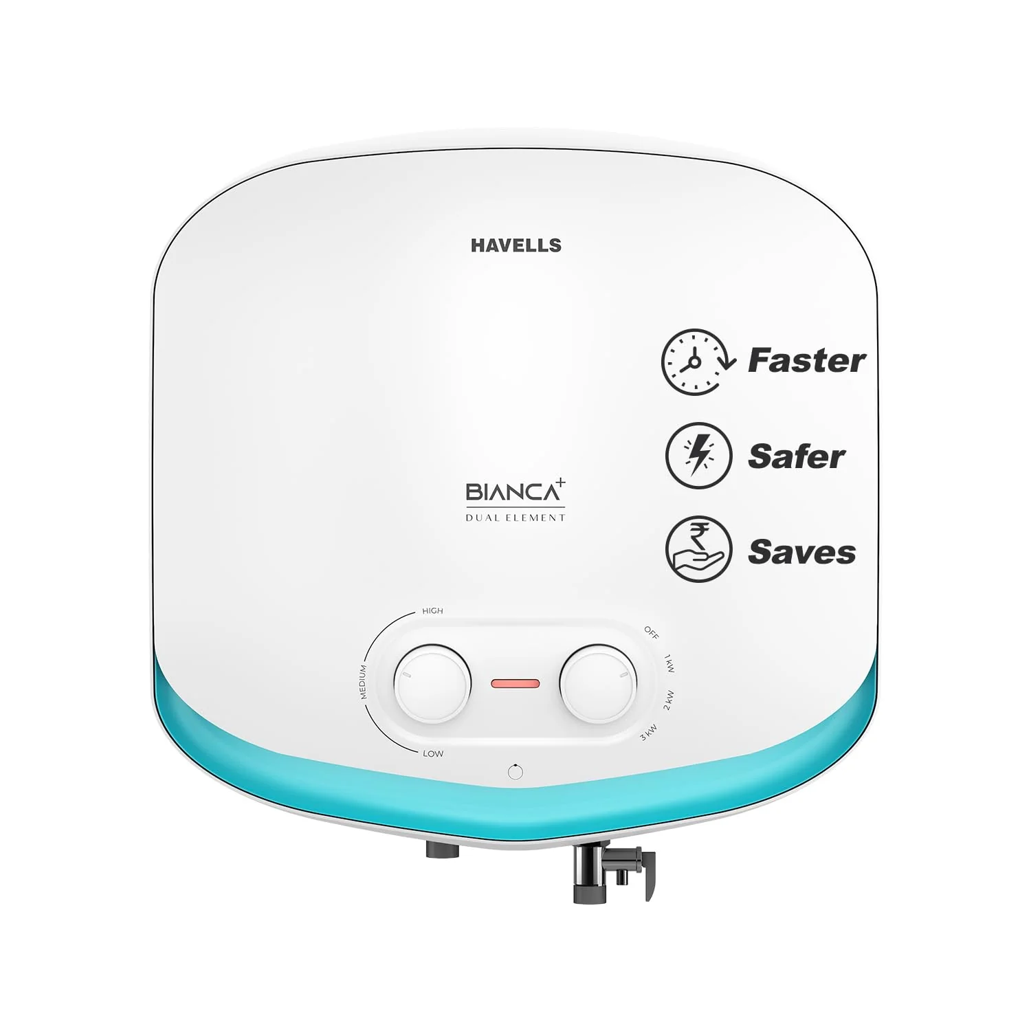 Havells Bianca+ 25L 5 Star Water Heater (White Blue) | Fast Heating | Dual Element