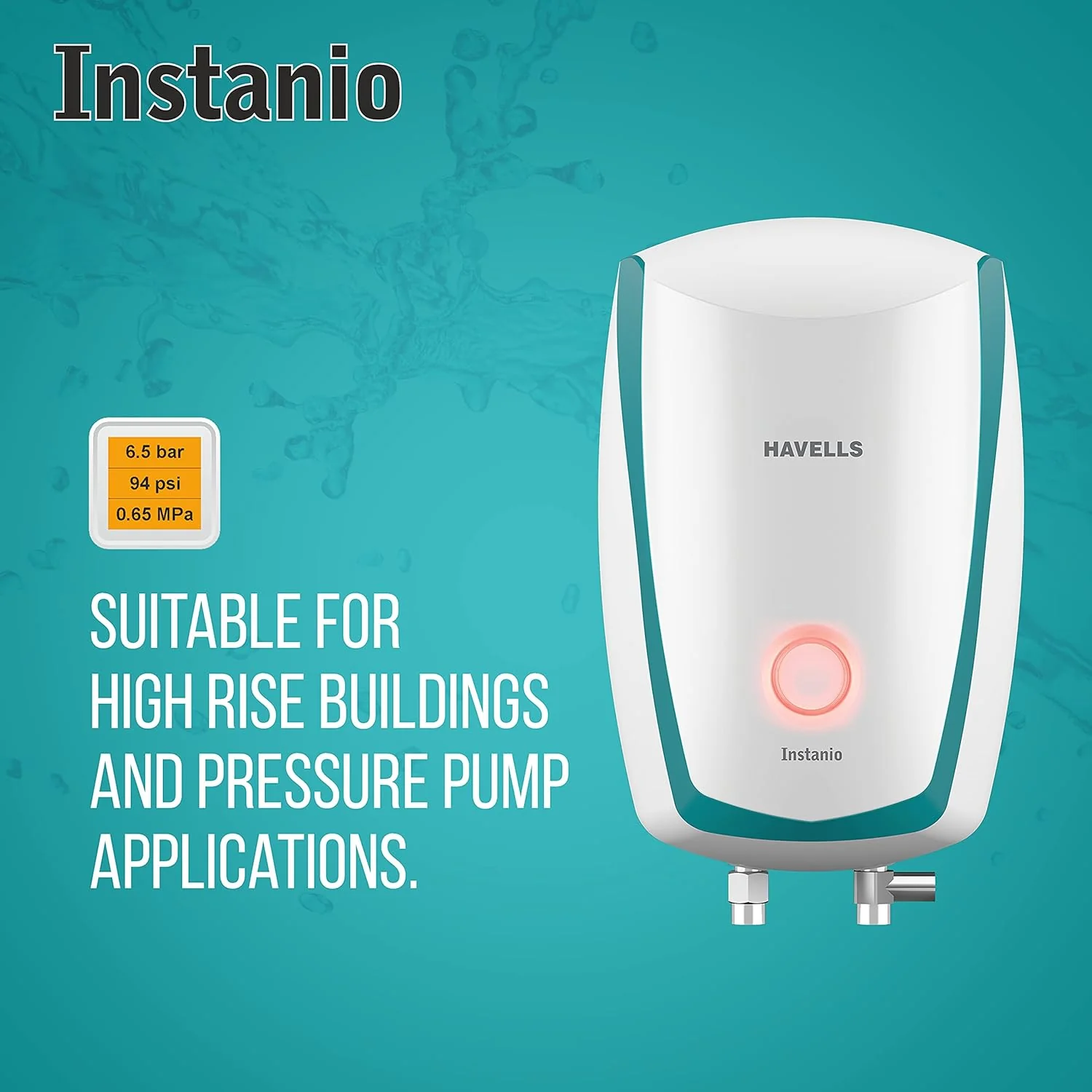 Havells Instanio 3L Instant Water Heater 4.5kW (White Blue) | ISI Certified Geyser - Image 3