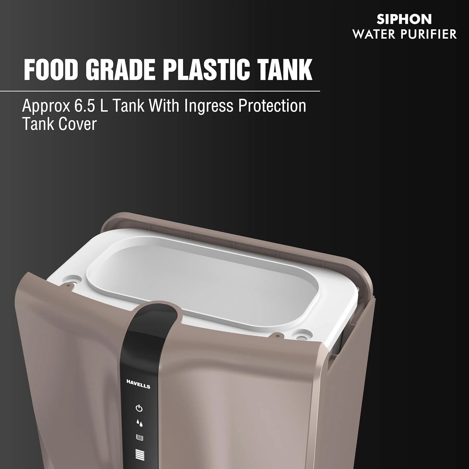 Havells Siphon Water Purifier | RO+UF | Copper+Zinc+Minerals |6.5L | Upto 2000 TDS | For Borewell, Tanker,Municipal Water Upto 2000 TDS - Image 6