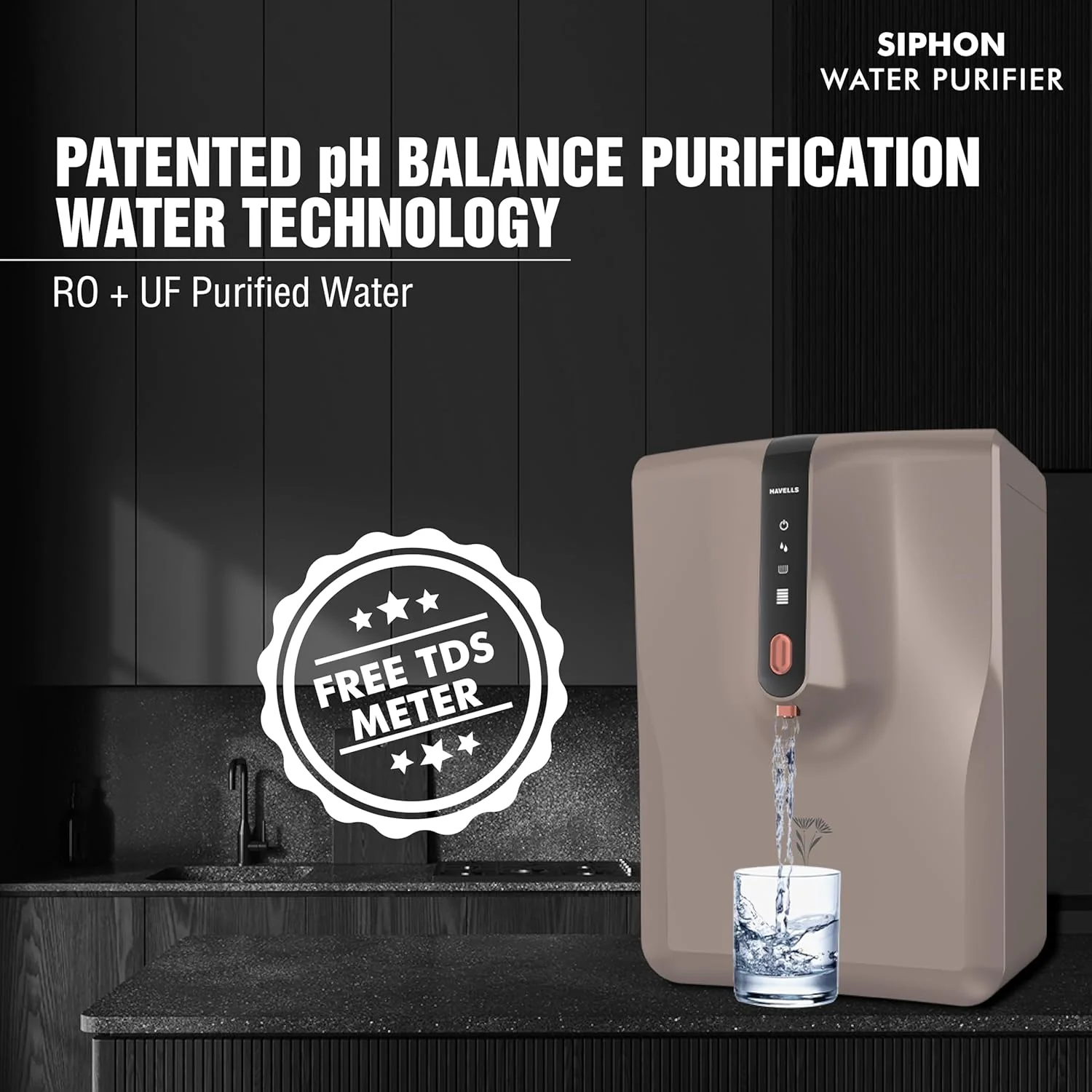 Havells Siphon Water Purifier | RO+UF | Copper+Zinc+Minerals |6.5L | Upto 2000 TDS | For Borewell, Tanker,Municipal Water Upto 2000 TDS - Image 7