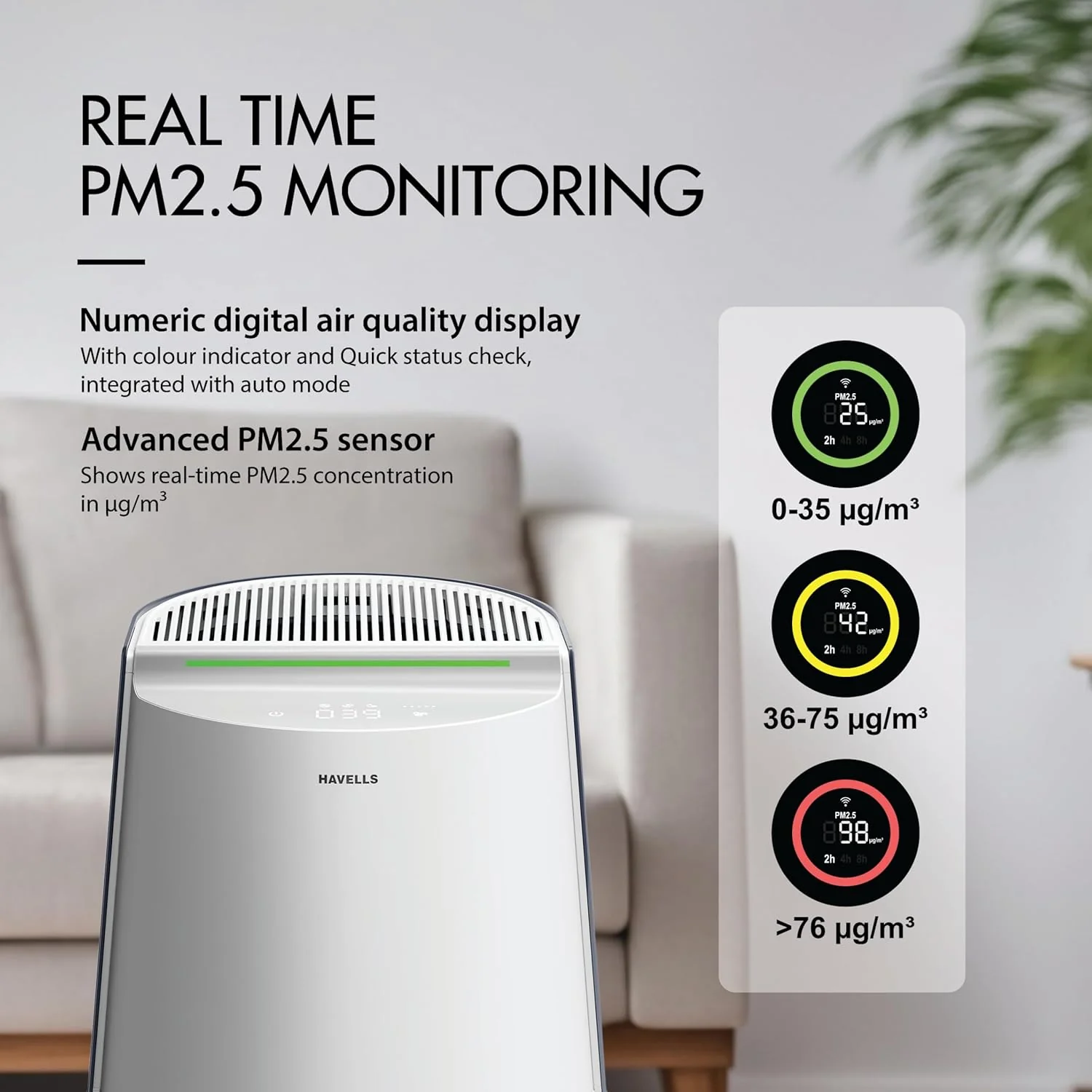Havells Studio New Launch Breathe AP310 Air Purifier for Home & Office| AQI Display| 360⁰ Purification| SpaceTech Purification - Image 8