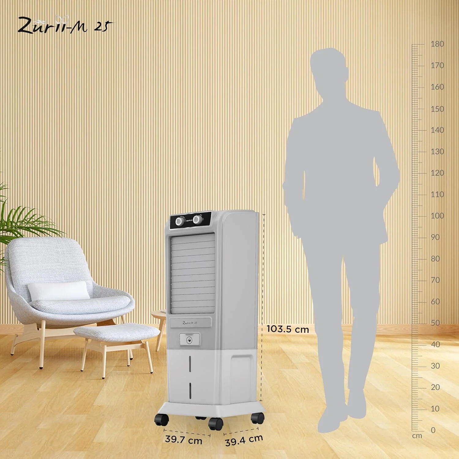 Havells Zurii-M 25L Tower Air Cooler for home | Powerful Air Delivery | Everlast Pump | Fully Collapsible Louvers | Bacteria Shield, High Density Honeycomb Pads | Heavy Duty (Light Grey/Grey) - Image 10