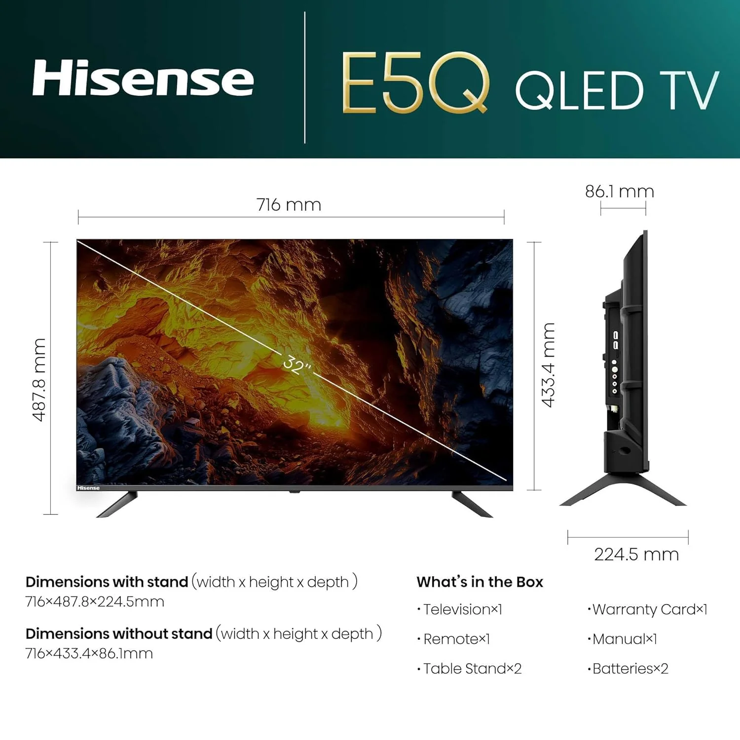 Hisense 80 cm (32 Inches) HD Ready Smart QLED Google TV | HDR10, 30W Powerful Speakers, Dolby Audio | Super Bright Panel | Google Assistant & Chromecast | HDR 10 | Voice Control | 32E5Q (Black) - Image 6