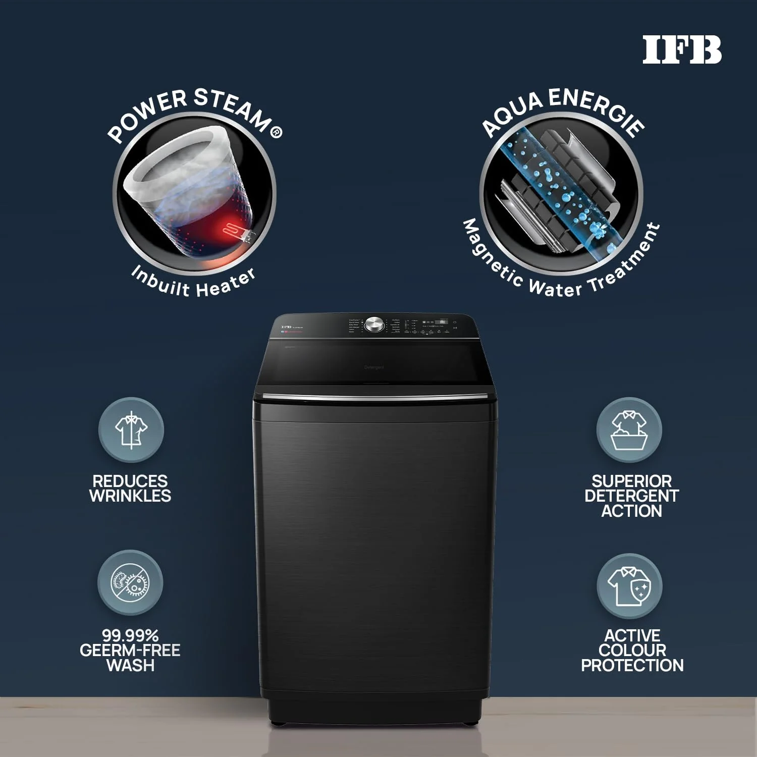 IFB 12 Kg 5 Star with DeepClean® Technology, AI Powered, Fully Automatic Top Load Washing Machine (2025 Model, TL121BL4SN, PowerSteam®, Inbuilt Heater, 5D Wash, Aqua Energie, Black VCM) - Image 5