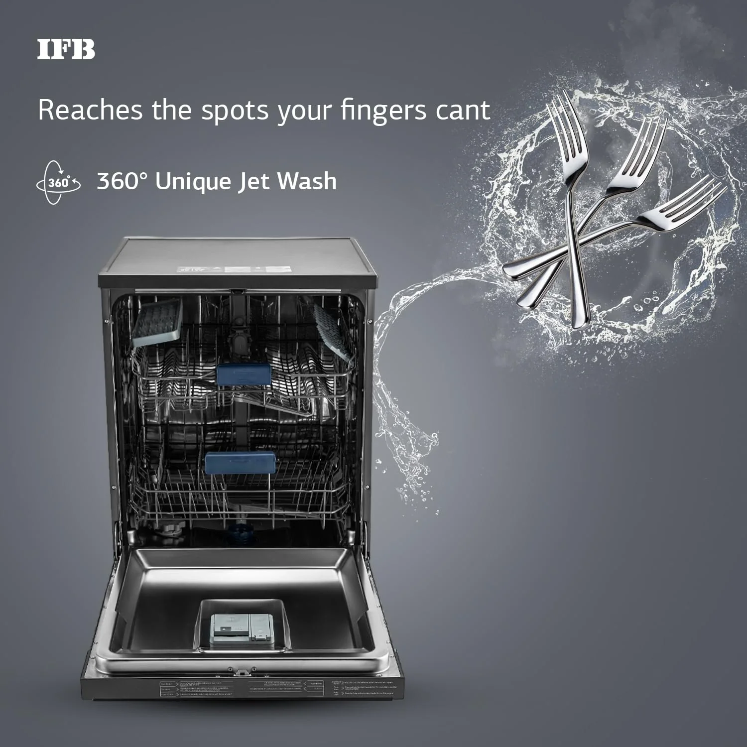 IFB 14 Place Settings with DeepClean® Technology Freestanding Dishwasher (Neptune VX14, Inox Grey, 70° Hot Water Wash with Hygienic Steam Drying, Perfect for Indian Utensils) - Image 5