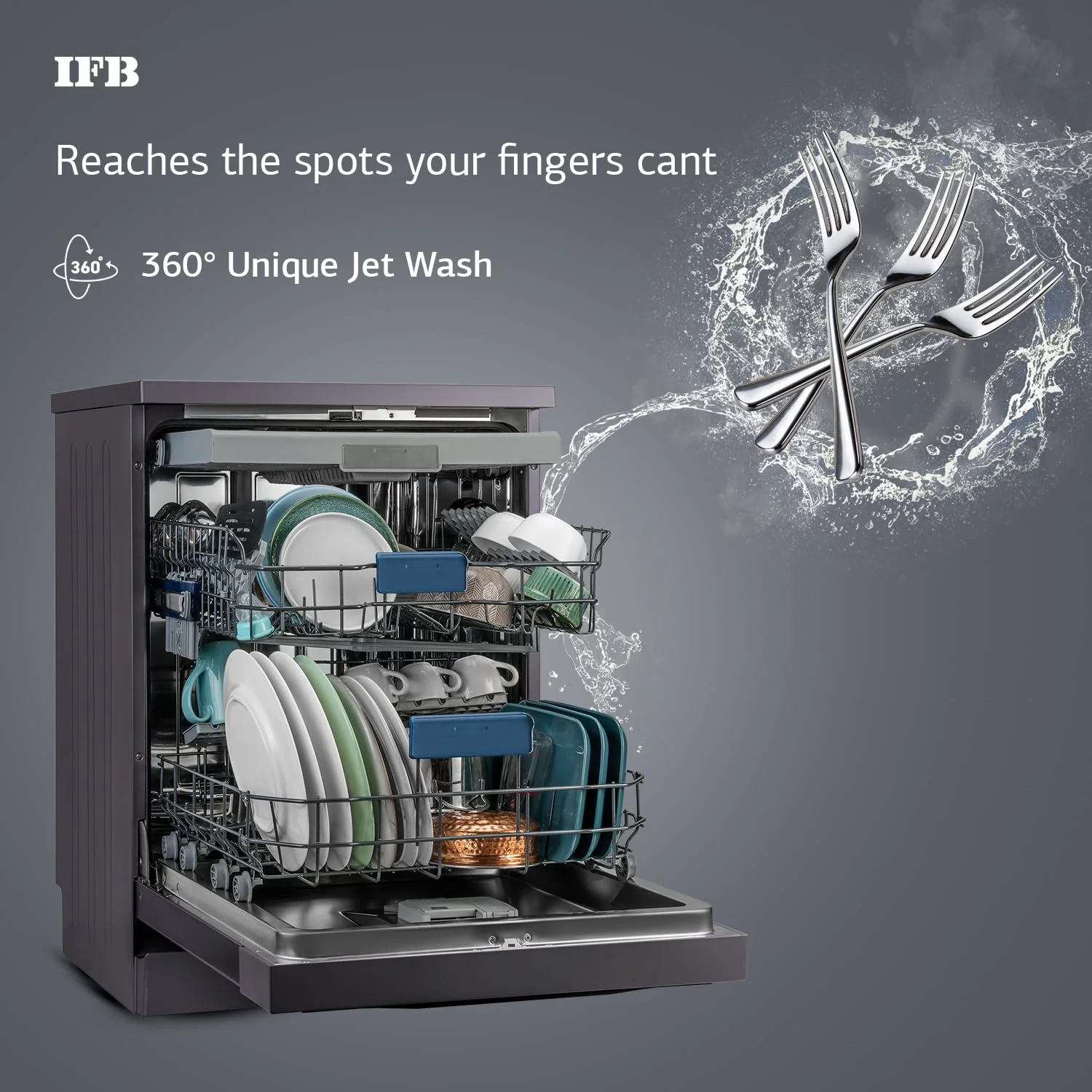 IFB 16 Place Settings with DeepClean® Technology Powered by AI Freestanding Dishwasher (Neptune VX16, Inox Grey, Largest Capacity Washes upto 92 Utensils, 70° Hot Water Wash) - Image 7