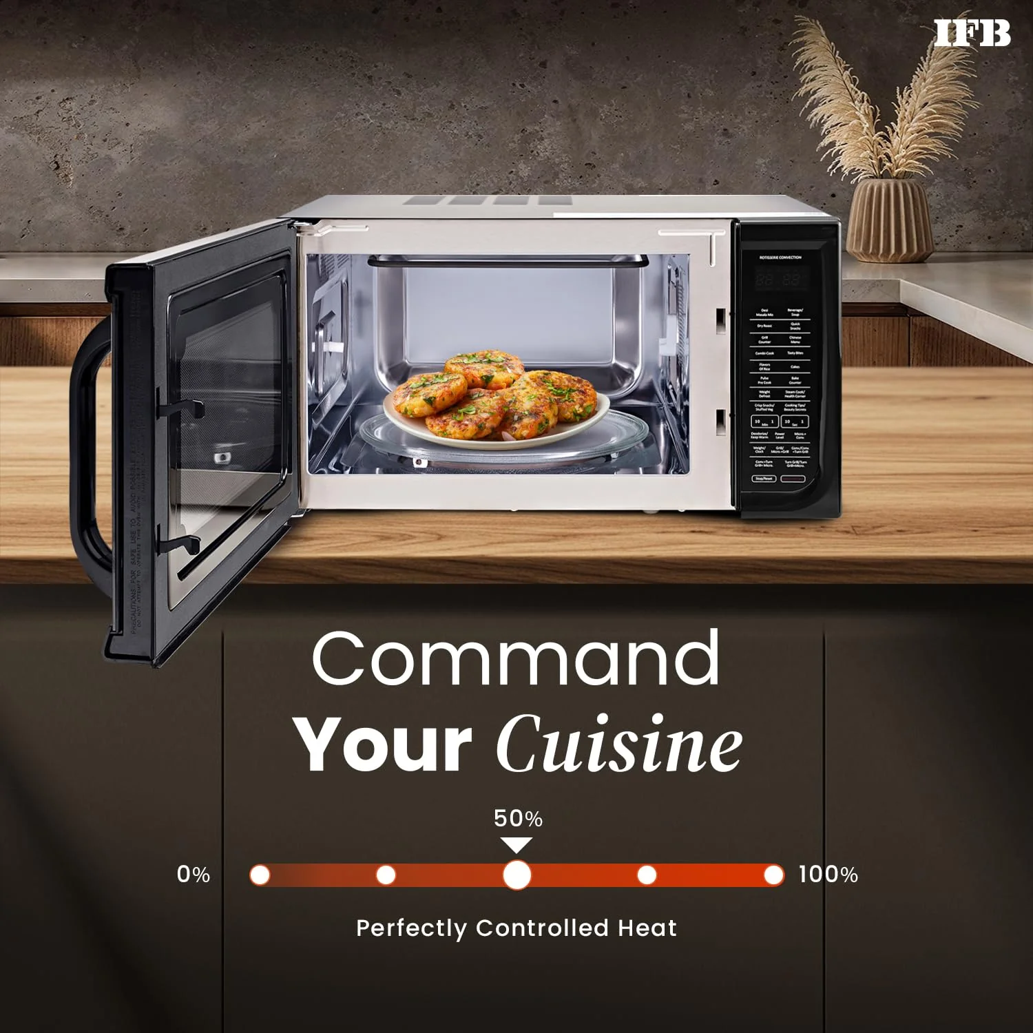 IFB 36BRC2 Rotisserie Convection Microwave Oven, 36L, 1000W, 125 Auto Cook Menus, Black - Image 5