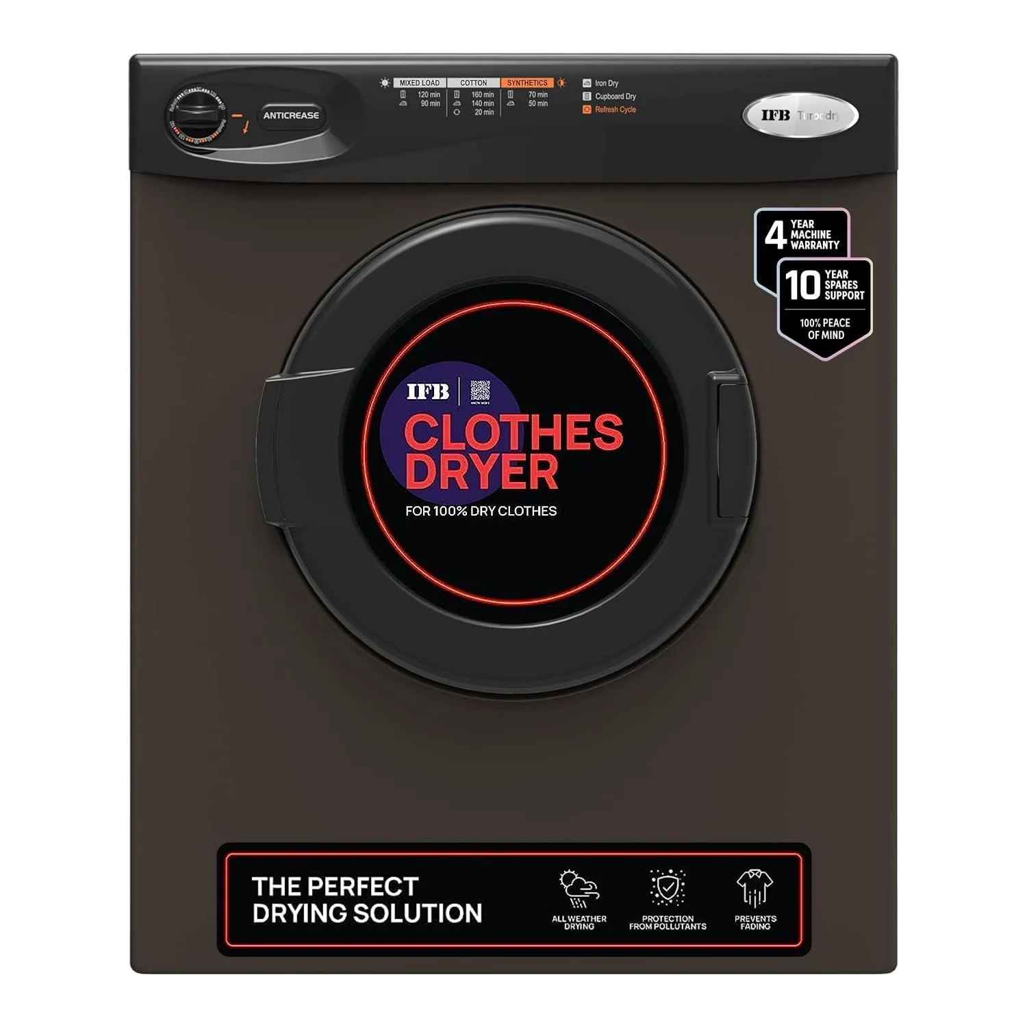 IFB 5.5 Kg Front Load Clothes Dryer | Turbo Dry MX | 55 rpm | Mocha - Image 3