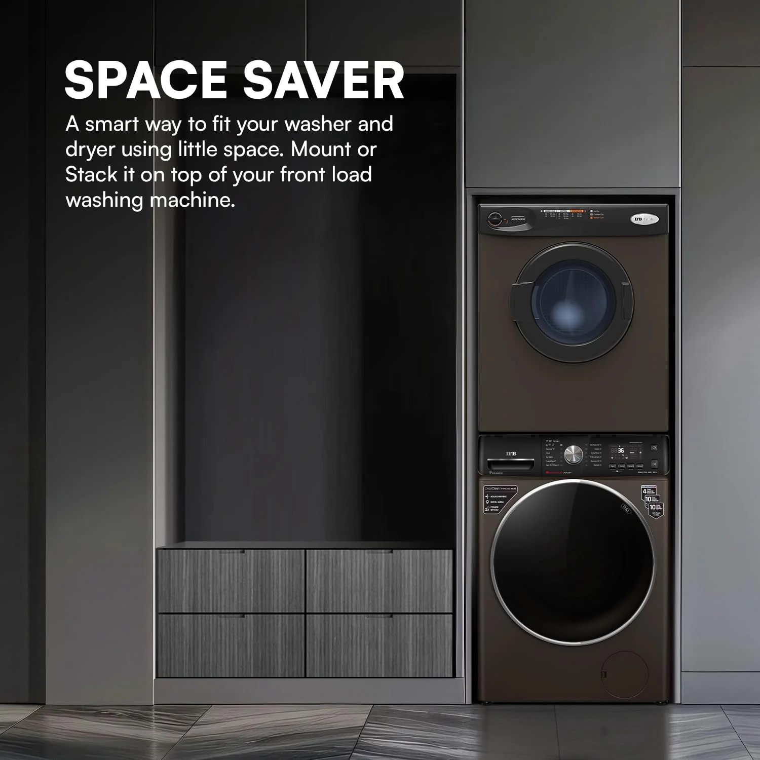 IFB 5.5 Kg Front Load Clothes Dryer | Turbo Dry MX | 55 rpm | Mocha - Image 7