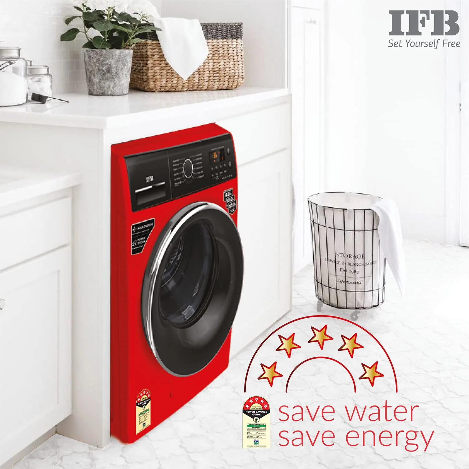 IFB 7 Kg 5 Star Front Load Washing Machine 2X Power Steam (ELITE ZRS 7012, Red, In-built Heater, 4 years Comprehensive Warranty) - Image 3