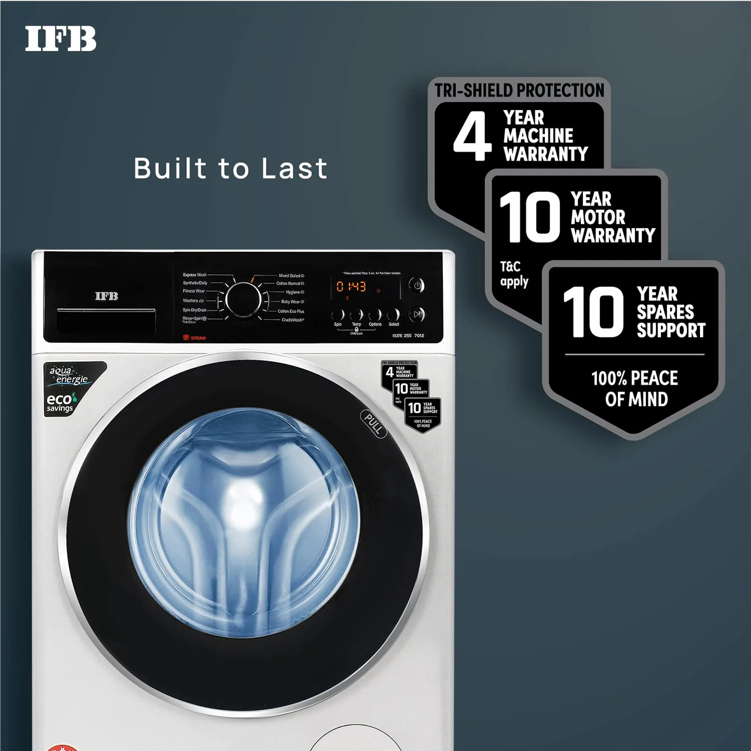 IFB 7 Kg 5 Star Front Load Washing Machine 2X Power Steam (ELITE ZSS 7012, Silver, In-built Heater, 4 years Comprehensive Warranty) - Image 4