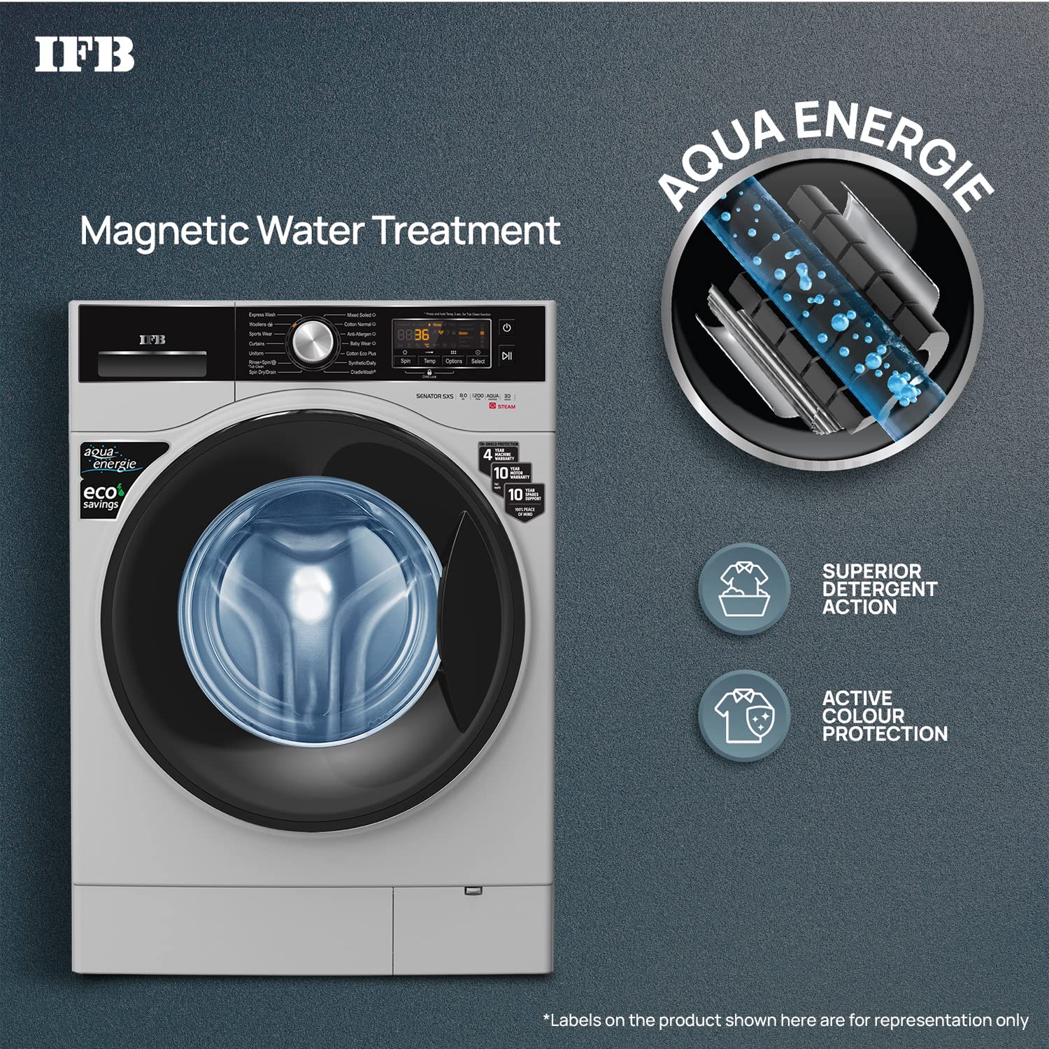 IFB 8 Kg 5 Star Front Load Washing Machine 2X Power Steam (SENATOR SXS 8012, Silver, In-built Heater, 4 years Comprehensive Warranty) - Image 2