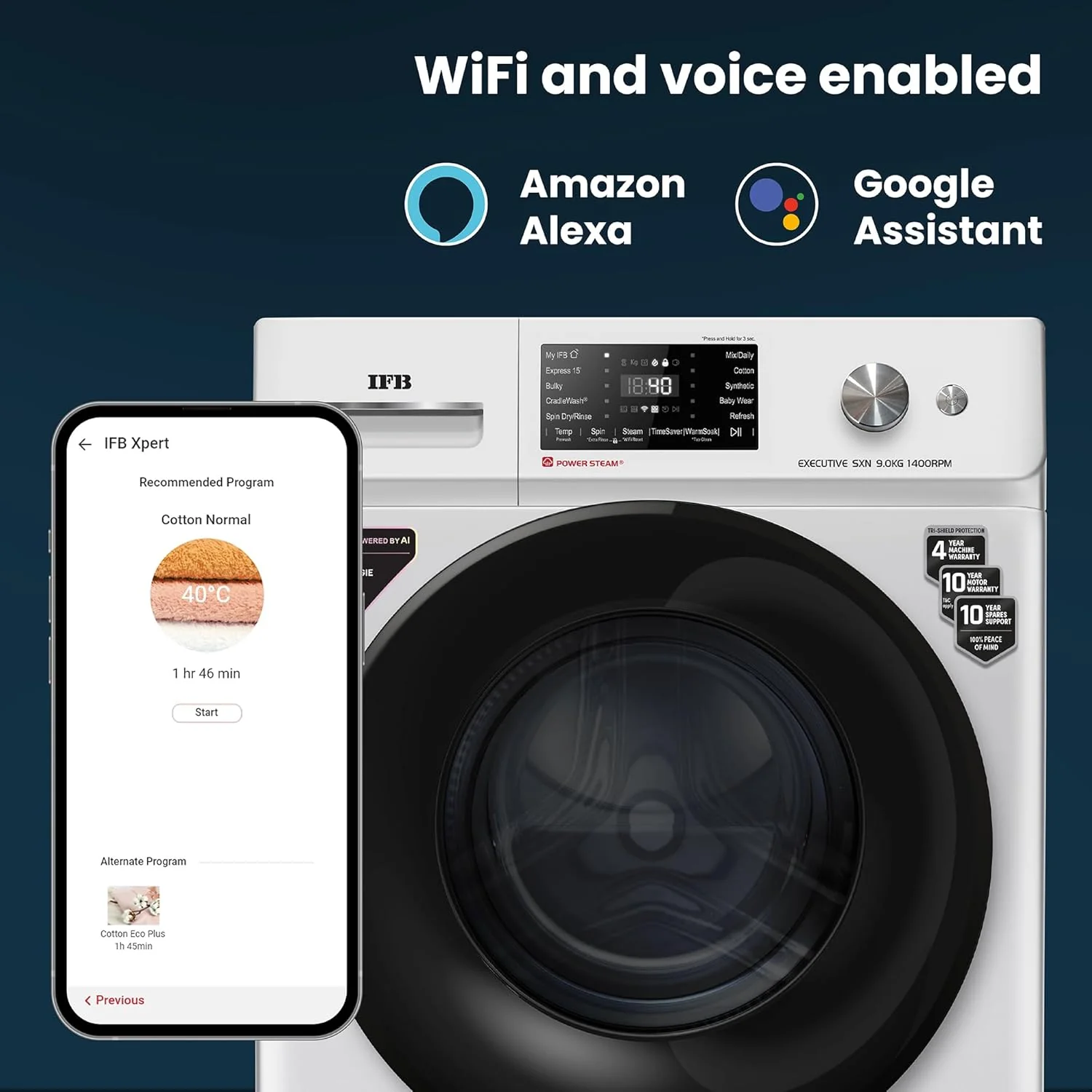 IFB 9 Kg 5 Star Powered by AI with 9 Swirl Wash, WiFi, Fully Automatic Front Load Washing Machine (EXECUTIVE SXN 9014K CMS, Steam Refresh Program with Eco Inverter, Rich Silver) - Image 12