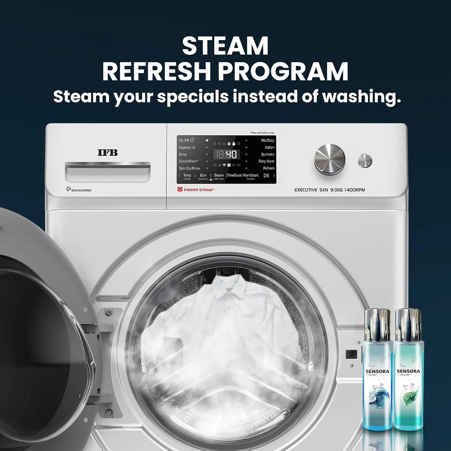 IFB 9 Kg 5 Star Powered by AI with 9 Swirl Wash, WiFi, Fully Automatic Front Load Washing Machine (EXECUTIVE SXN 9014K CMS, Steam Refresh Program with Eco Inverter, Rich Silver) - Image 4