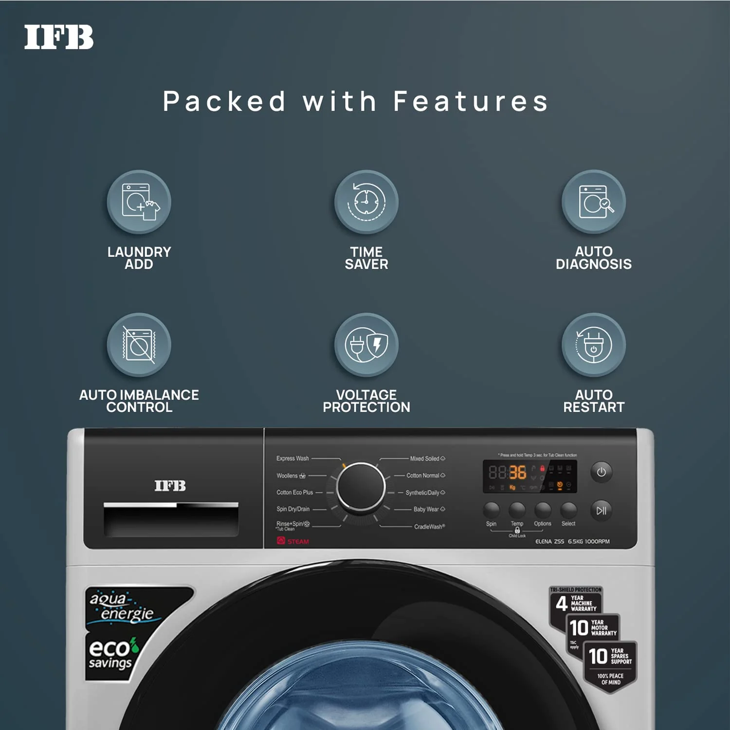 IFB DeepClean® 7 kg Front Load Washing Machine with Power Steam, (ELENA ZSS 6510) - Image 3