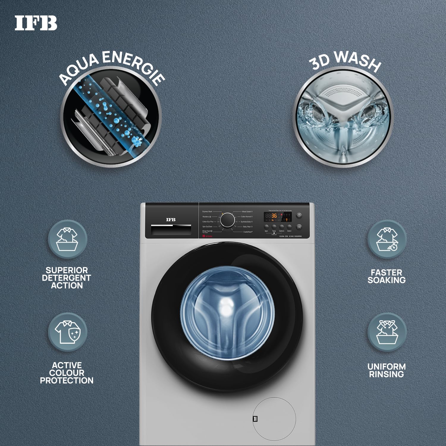 IFB DeepClean® 7 kg Front Load Washing Machine with Power Steam, (ELENA ZSS 6510) - Image 4