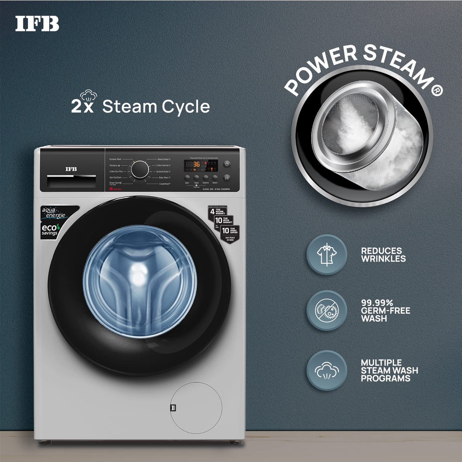 IFB DeepClean® 7 kg Front Load Washing Machine with Power Steam, (ELENA ZSS 6510) - Image 5
