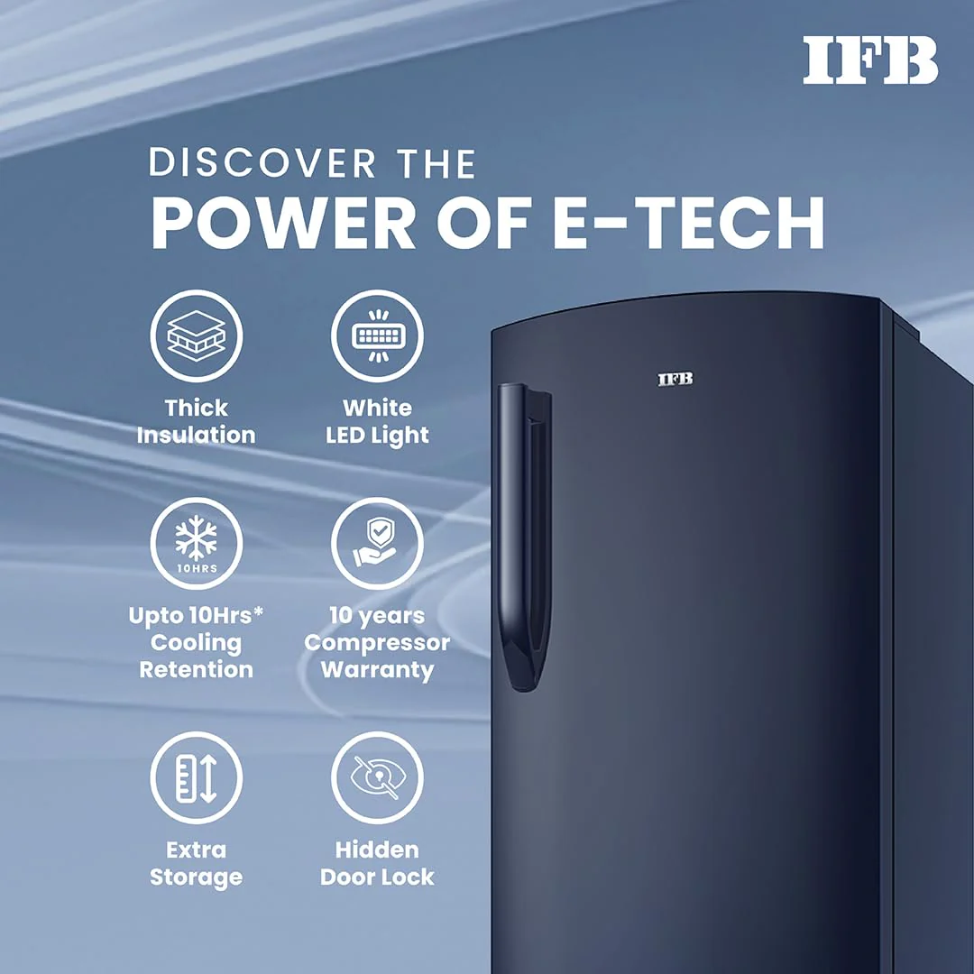 IFB Smart Choice 187L 2 Star Direct-Cool Single Door Refrigerator (IFBDC-2132NCSE, Blue) Extraordinary Storage with Humidity Controller - Image 12
