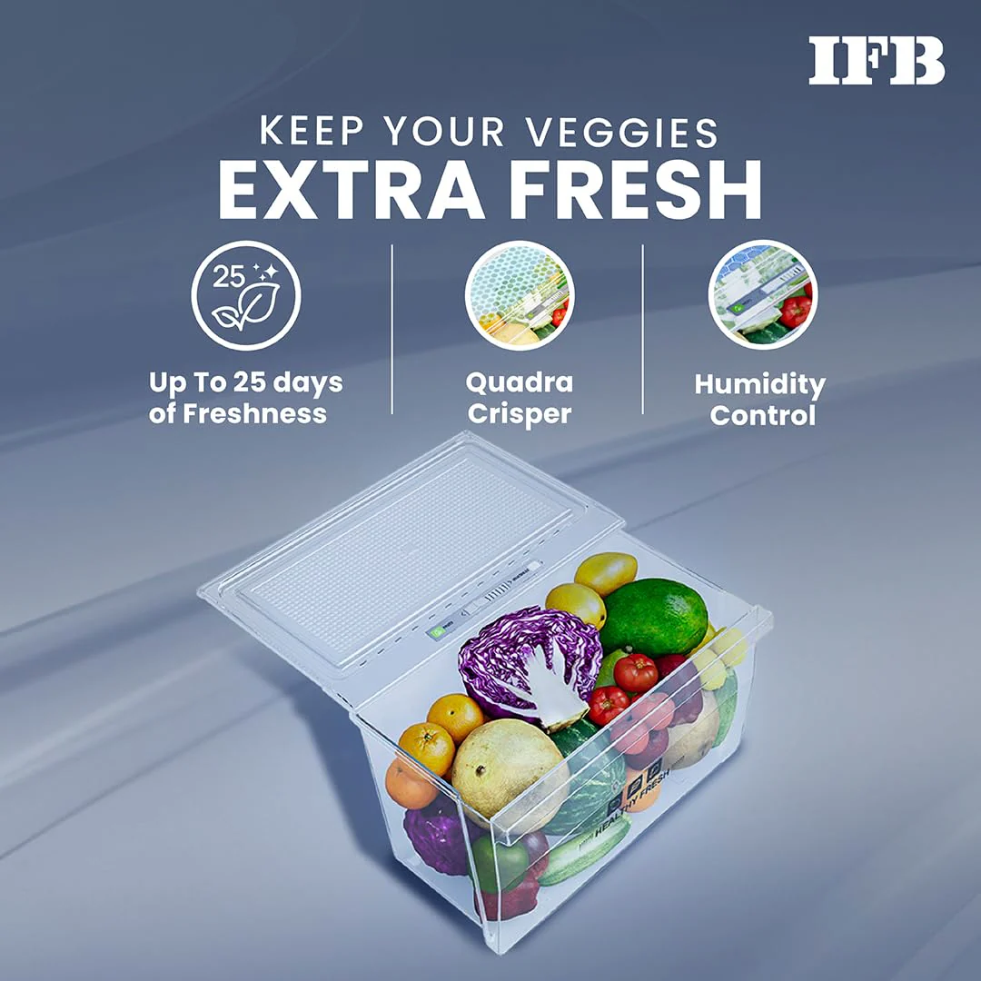 IFB Smart Choice 187L 2 Star Direct-Cool Single Door Refrigerator (IFBDC-2132NCSE, Blue) Extraordinary Storage with Humidity Controller - Image 8