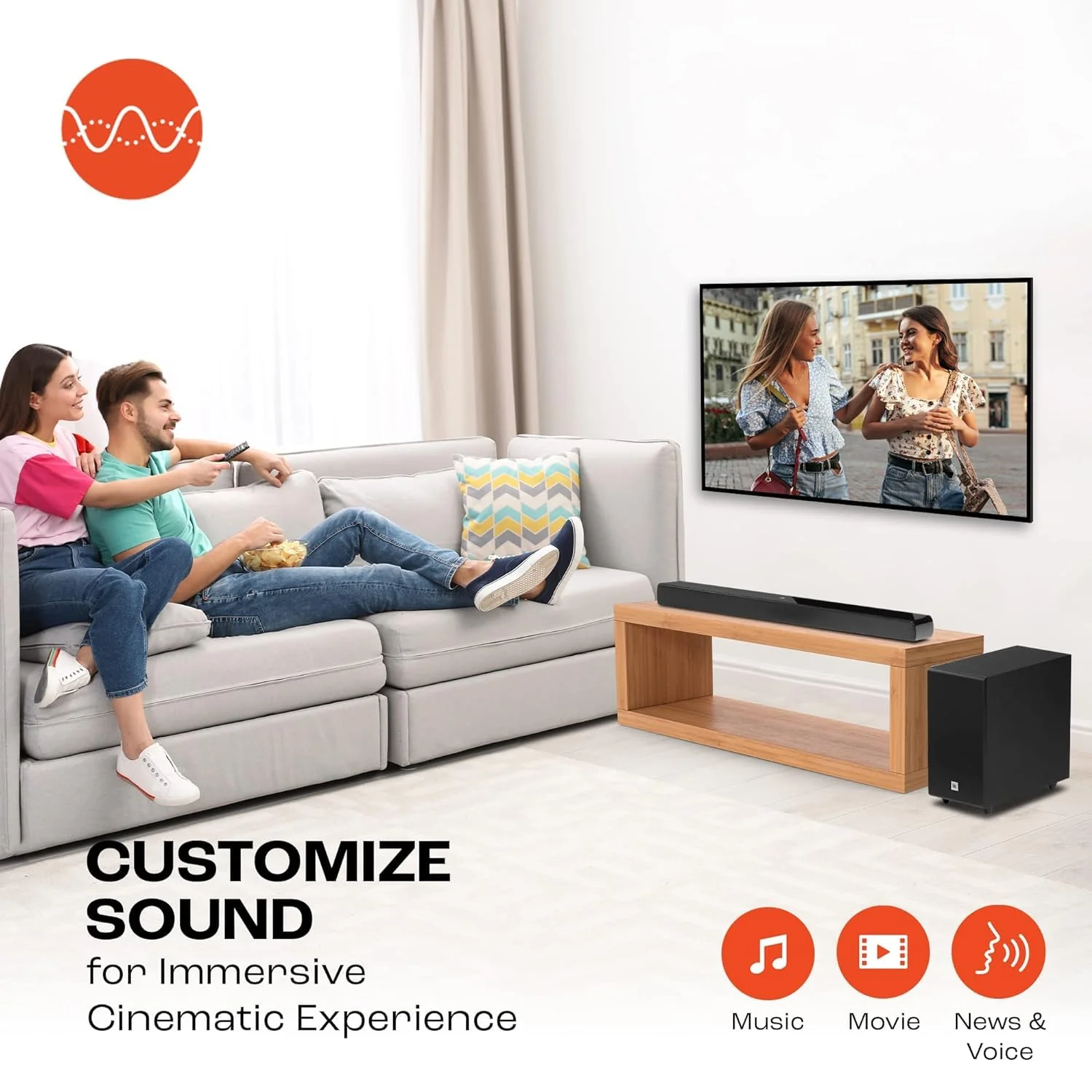 JBL Cinema SB140, Dolby Digital Soundbar with Wired Subwoofer for Extra Deep Bass, 2.1 Channel Home Theatre with Remote, HDMI ARC, Bluetooth & Optical Connectivity (110W) - Image 6