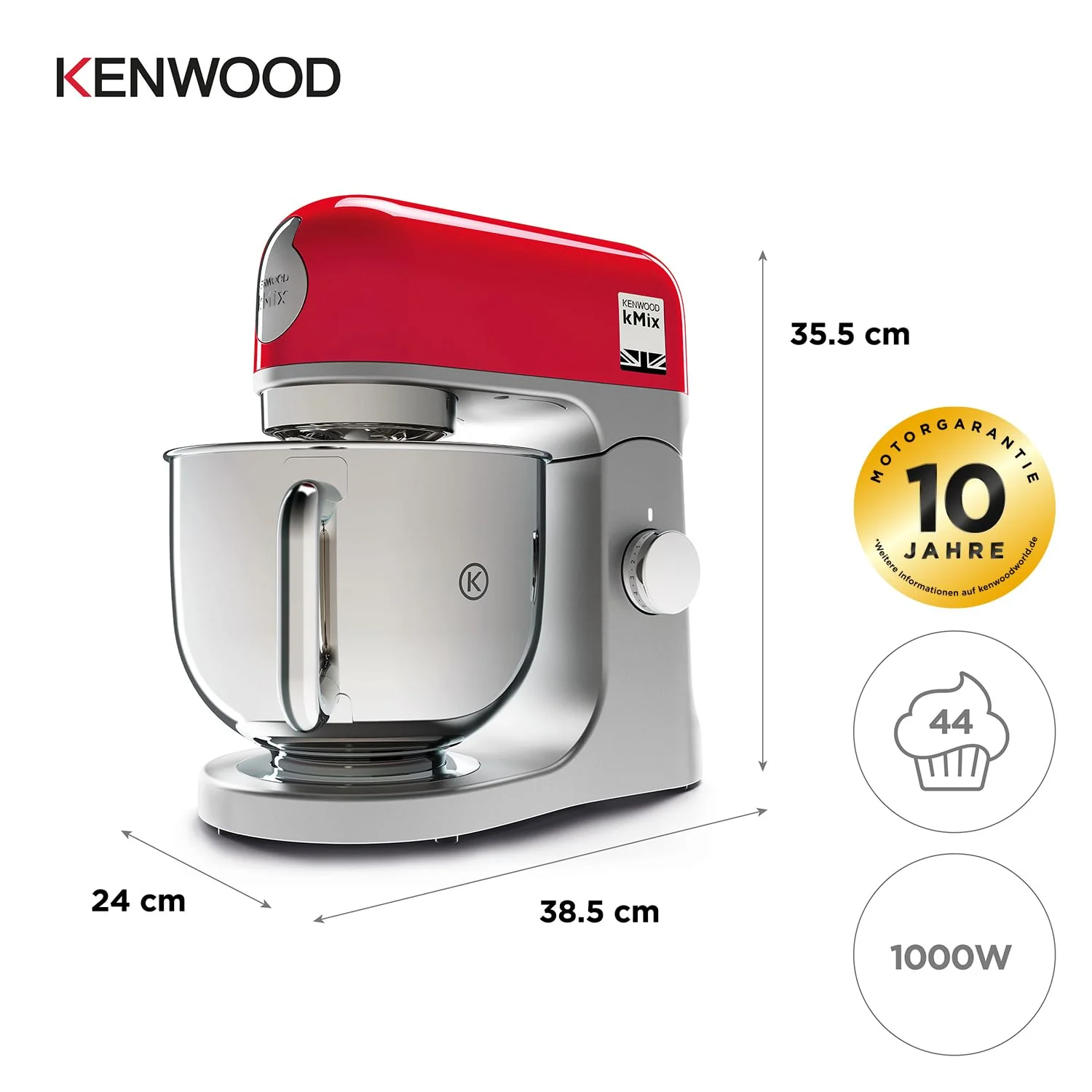 Kenwood Kitchen Machine| KMix - KMX750RD -1000W|5L Mixing Bowl|3 Attachments - K-Beater, Whipping Tool &amp; Dough Kneading Tool |Metal Body| 1 Year Warranty| Red| Free Demo &amp; Installation - Image 5