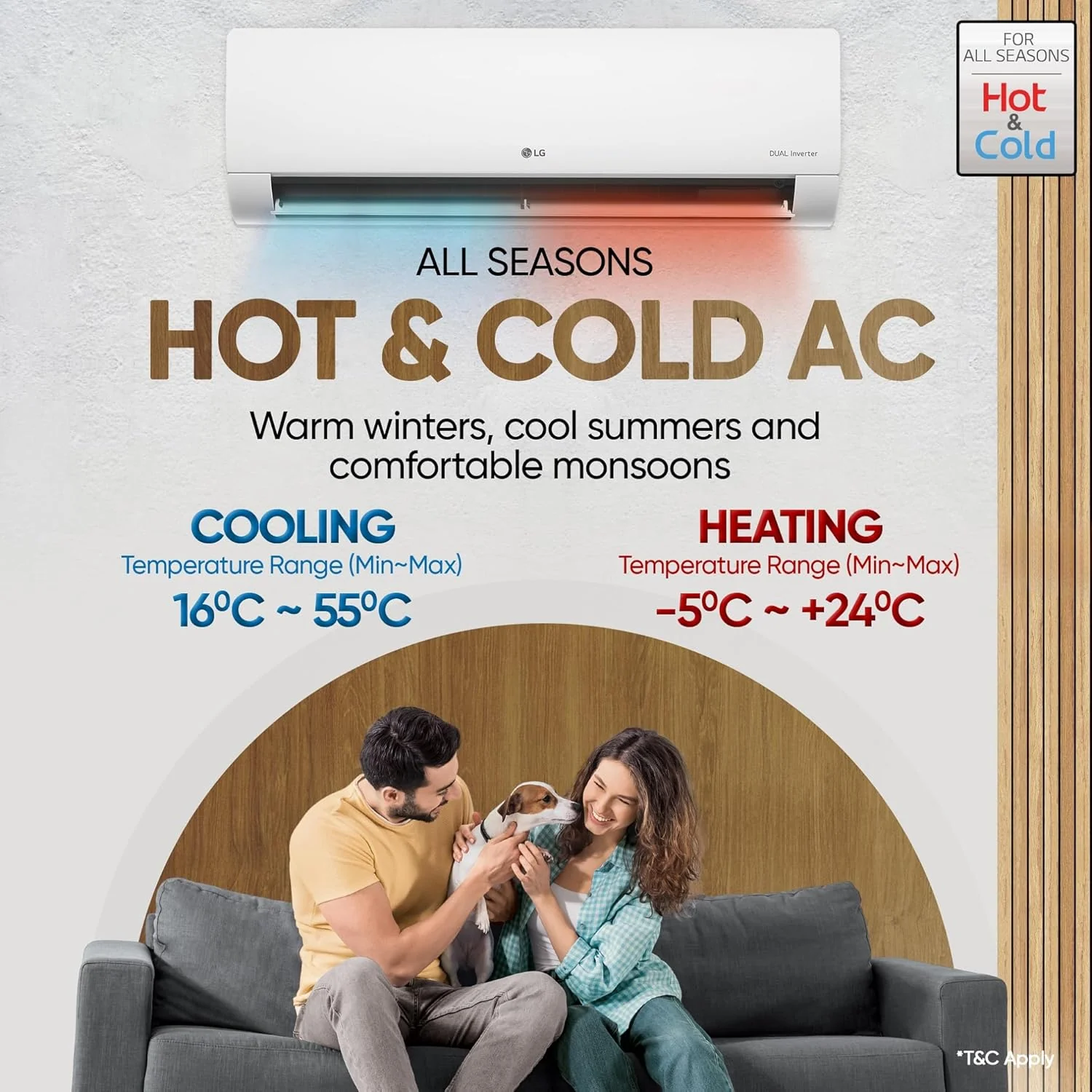 LG 1.5 Ton 3 Star Hot & Cold, DUAL Inverter Split AC (Copper, Convertible 5-in-1, VIRAAT Mode, 4 Way Swing, HD Filter with Anti-Virus Protection, US-H19VNXE, White) - Image 5