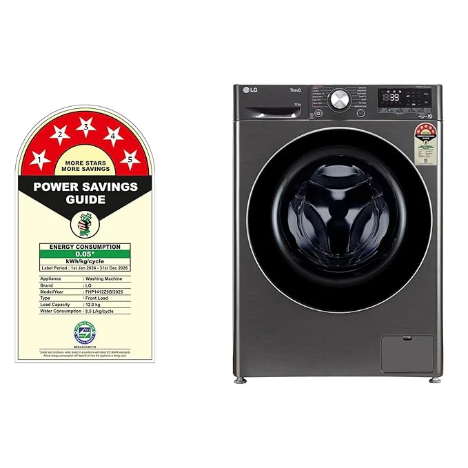 LG 12 Kg 5 Star AI Direct Drive™ Fully Automatic Front Load Washing Machine (FHP1412Z9B, Platinum Black, TurboWash 360, Steam, Wi-Fi,)Platinum Black - Image 2