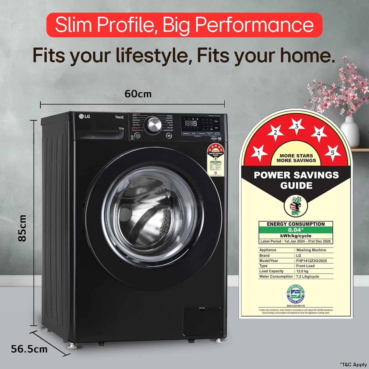 LG 12 Kg, 5 Star, AI Direct Drive Technology, Wi-Fi, Steam Fully Automatic Front-Loading Washing Machine (FHP1412Z3O, Intelligent &amp; Convenient Fabric Care, Allergy Care, In-Built Heater, Onyx Black) - Image 14