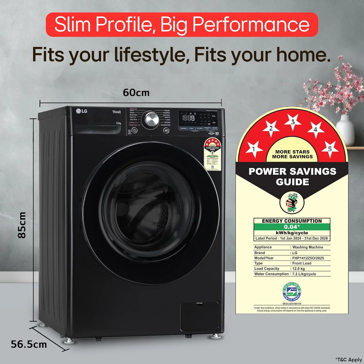 LG 12 Kg, 5 Star, AI Direct Drive Technology, Wi-Fi, Steam Fully Automatic Front-Loading Washing Machine (FHP1412Z5O, Intelligent &amp; Convenient Fabric Care, Allergy Care, Remote Control, Onyx Black) - Image 14