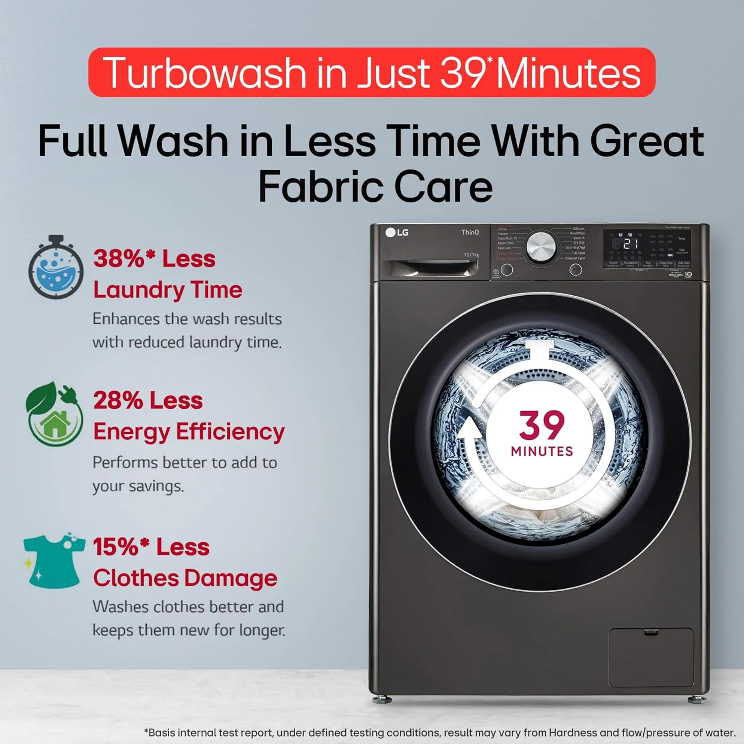LG 12 Kg (Wash) / 7 Kg (Dry), AI Direct Drive Technology, Steam+ &amp; Wi-Fi Front Load Fully Automatic Washer Dryer (FHD1207STB, Intelligent &amp; Convenient Fabric Care &amp; Turbowash 360, Platinum Black) - Image 14