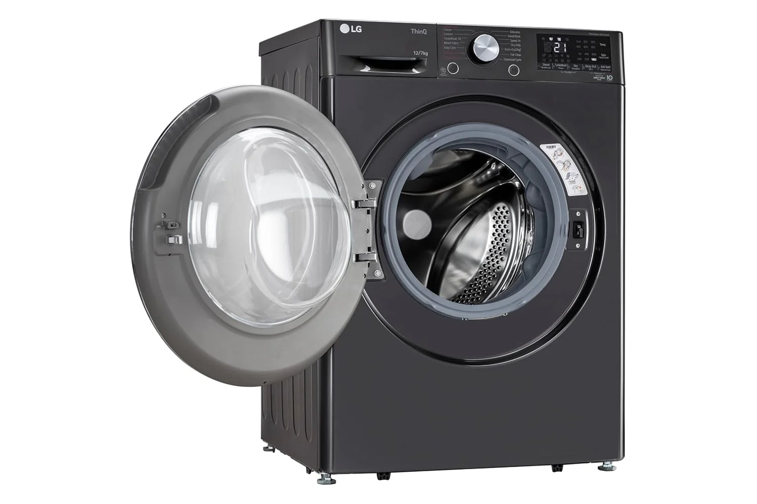 LG 12 Kg (Wash) / 7 Kg (Dry), AI Direct Drive Technology, Steam+ &amp; Wi-Fi Front Load Fully Automatic Washer Dryer (FHD1207STB, Intelligent &amp; Convenient Fabric Care &amp; Turbowash 360, Platinum Black) - Image 2