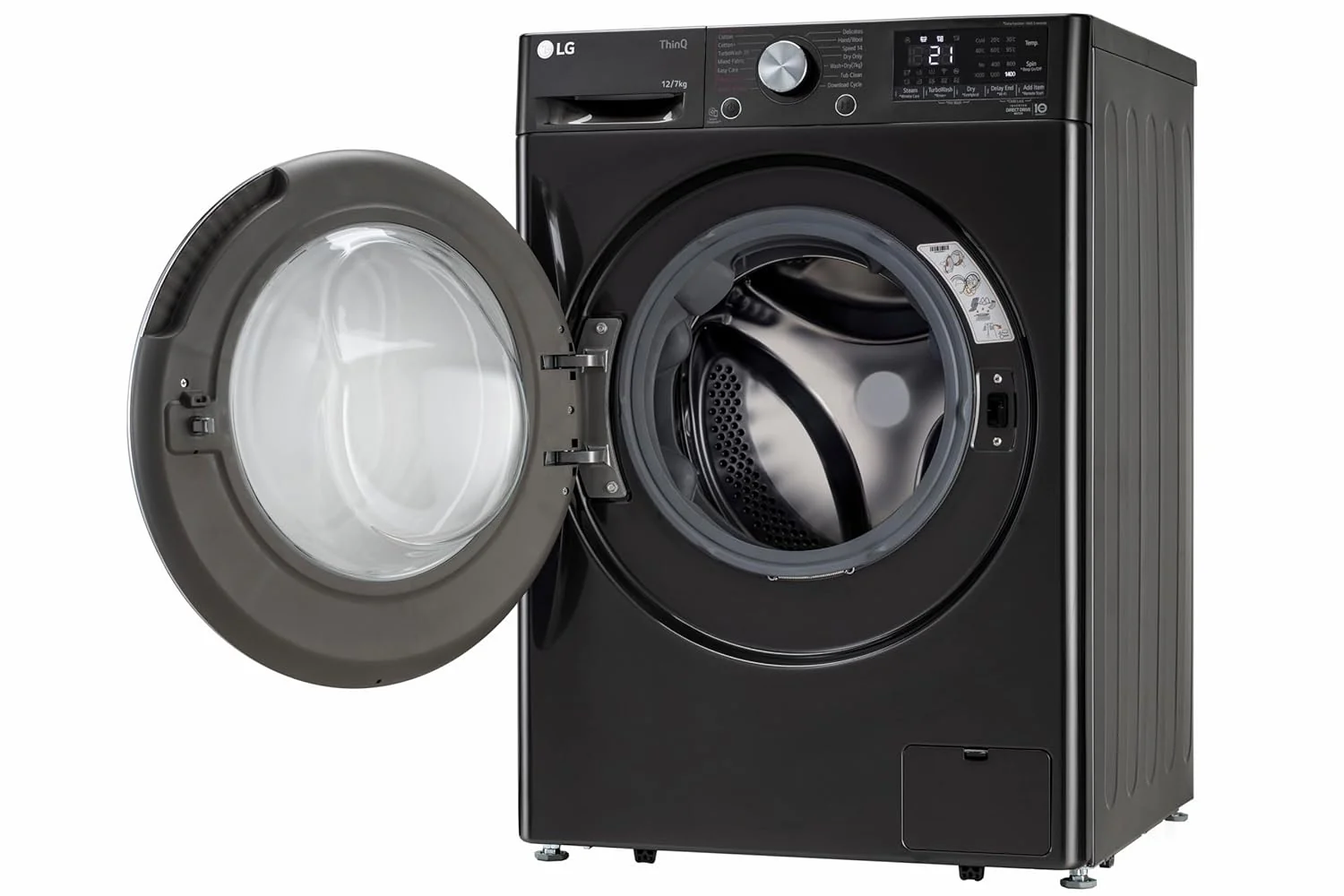 LG 12 Kg (Wash) / 7 Kg (Dry), AI Direct Drive Technology, Steam+ &amp; Wi-Fi Front Load Fully Automatic Washer Dryer (FHD1207STB, Intelligent &amp; Convenient Fabric Care &amp; Turbowash 360, Platinum Black) - Image 8