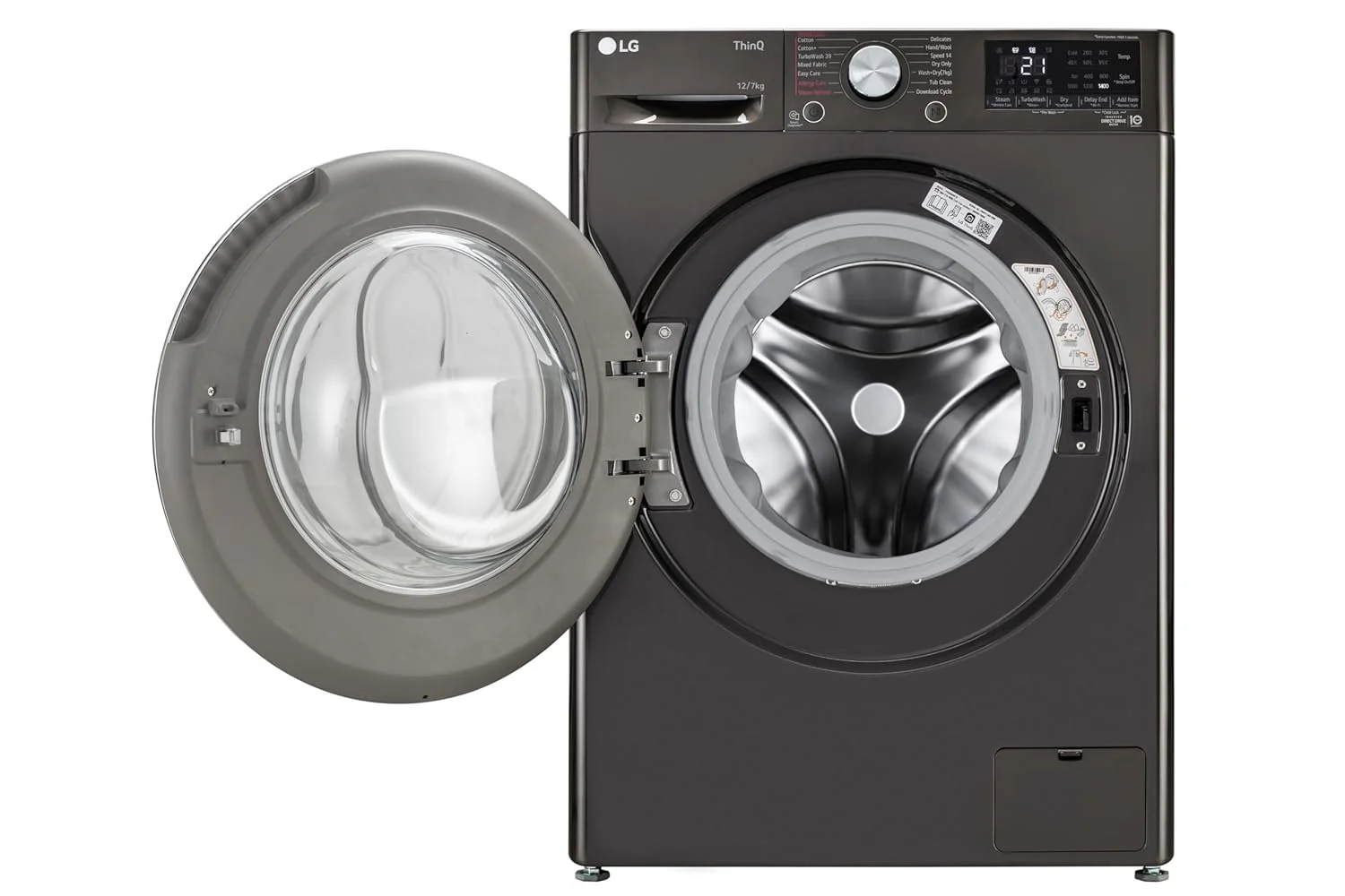 LG 12 Kg (Wash) / 7 Kg (Dry), AI Direct Drive Technology, Steam+ &amp; Wi-Fi Front Load Fully Automatic Washer Dryer (FHD1207STB, Intelligent &amp; Convenient Fabric Care &amp; Turbowash 360, Platinum Black) - Image 9