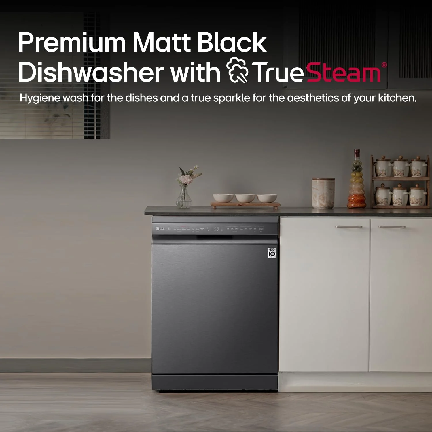 LG 14 Place Setting Free Standing Dish Washer with TrueSteam, QuadWash, EasyRack Plus, Wi-Fi Enabled (DFB424FM, Matte Black, Inverter Direct Drive Motor) - Image 6