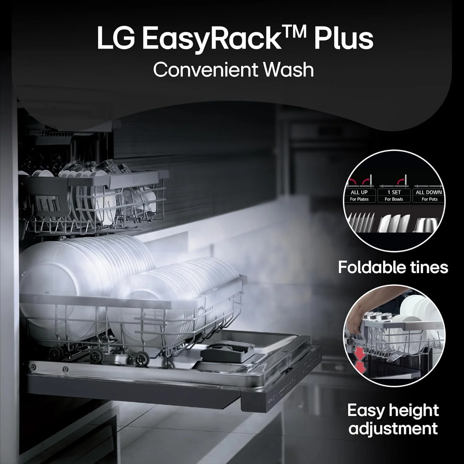 LG 14 Place Setting Free Standing Dishwasher with QuadWash, EasyRack Plus, Wi-Fi Enabled (DFB512FP, Platinum Silver Ⅲ, Inverter Direct Drive Motor) - Image 5