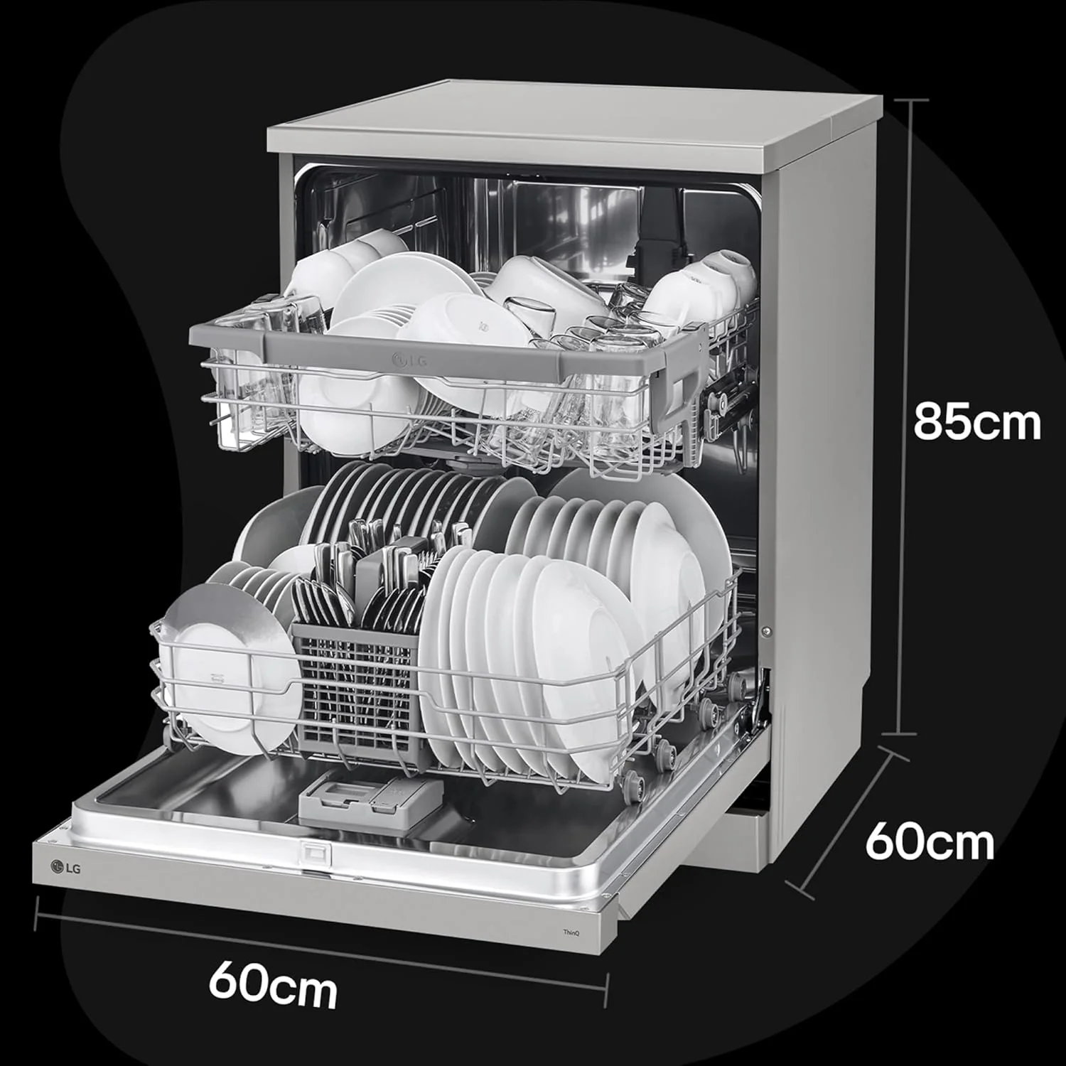 LG 14 Place Setting Free Standing Dishwasher with QuadWash, EasyRack Plus, Wi-Fi Enabled (DFB512FP, Platinum Silver Ⅲ, Inverter Direct Drive Motor) - Image 9