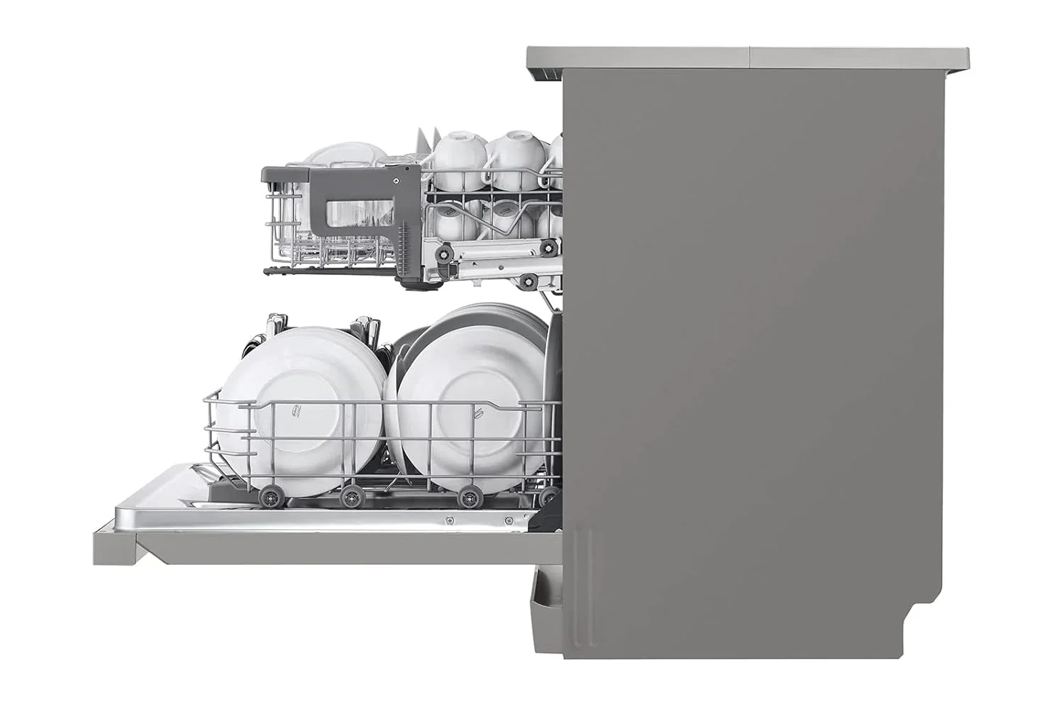 LG 14 Place Setting Freestanding Dishwasher (TrueSteam, DFB532FP, Silver) - Image 4