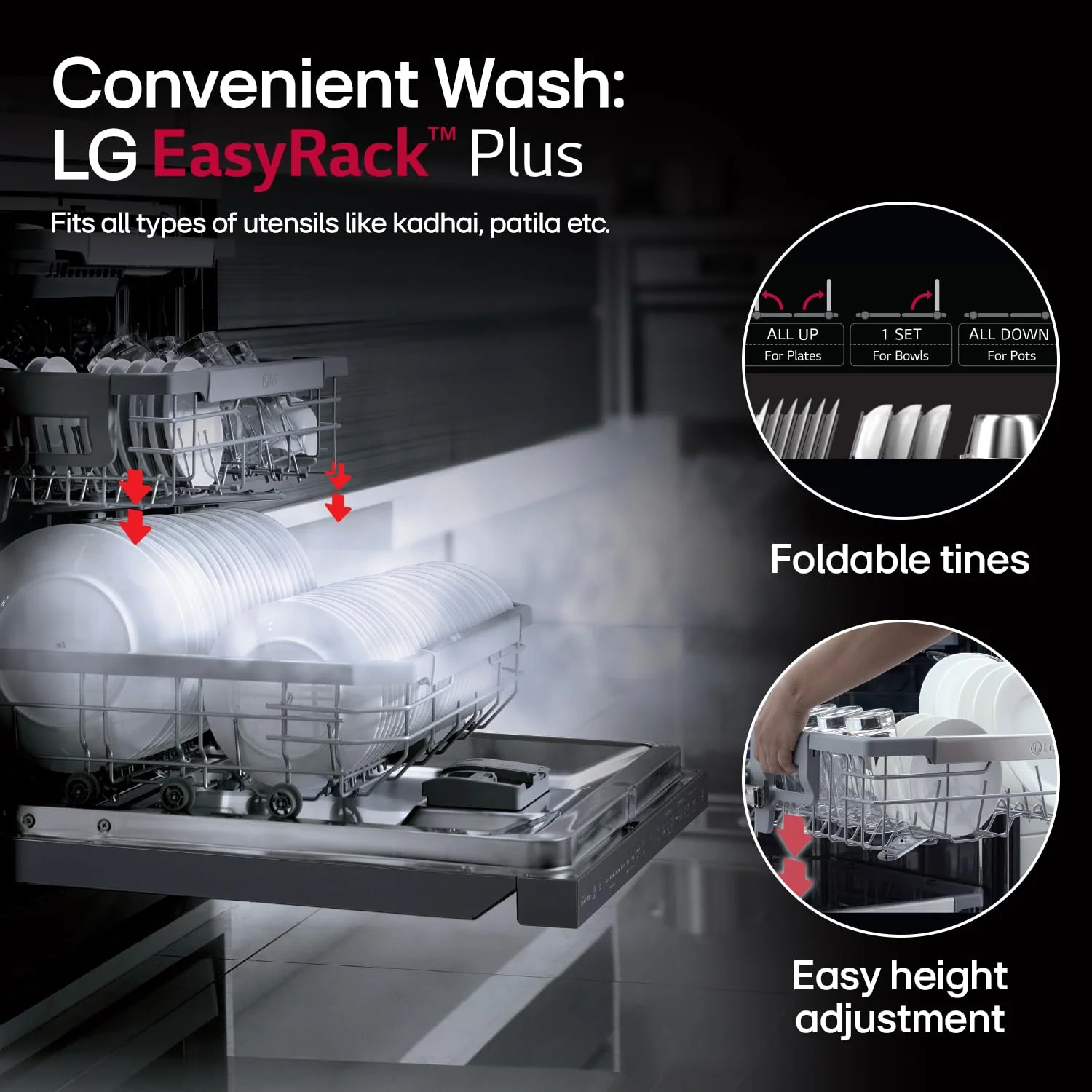 LG 14 Place Settings Inverter Direct Drive, Wi-Fi Free Standing Dishwasher (DFB424FP, Silver, Silent Operation, Tough Stain Removal, Adjustable racks & TrueSteam) - Image 6