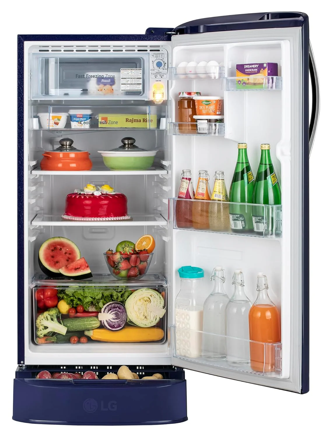 LG 185 L, 5 Star, Smart Inverter Compressor, Direct Cool Single Door Refrigerator (GL-D201ABIU.BBIZEBN, Blue ILAN, Moist N Fresh, Auto Smart Connect &amp; Base Stand Drawer) - Image 5