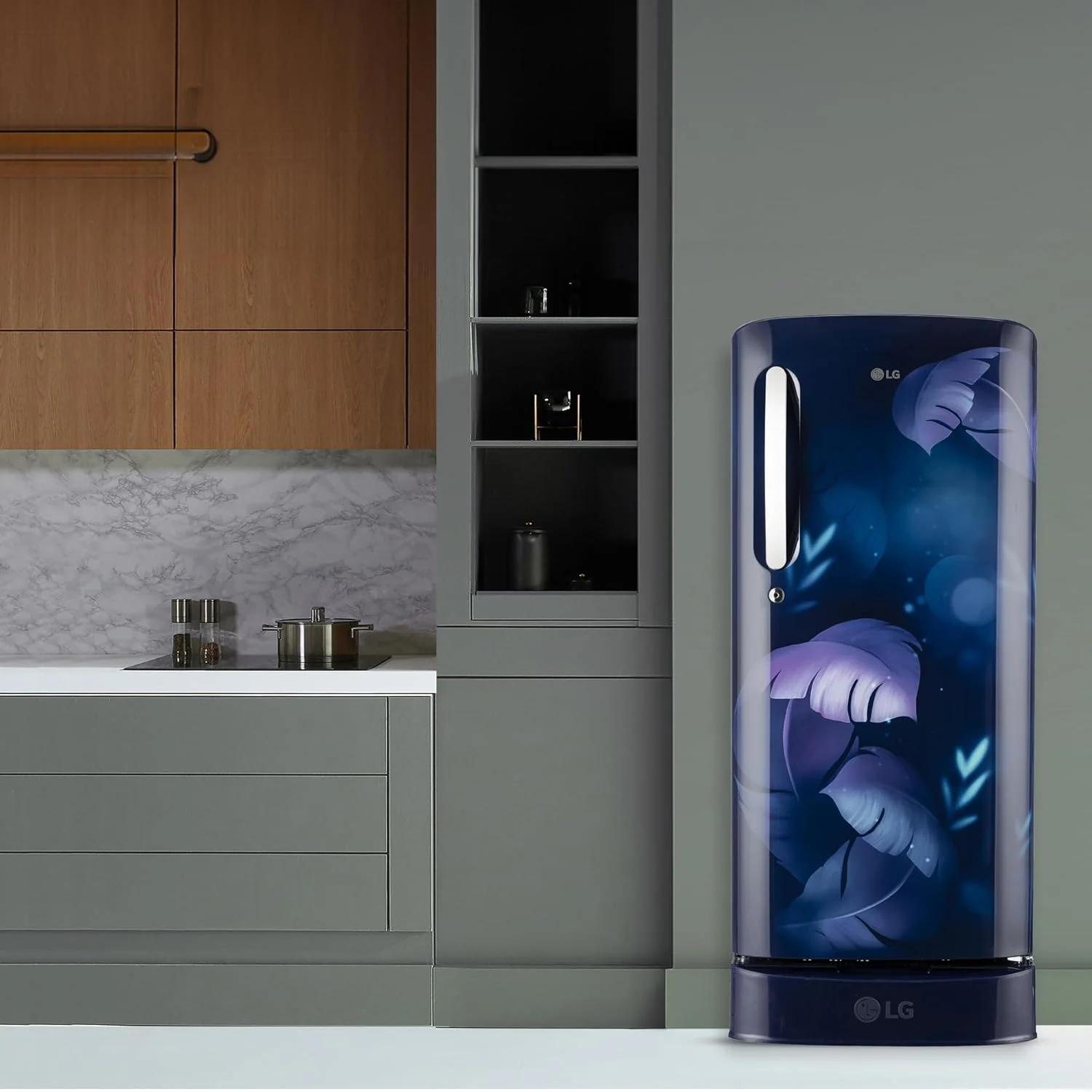 LG 185 L, 5 Star, Smart Inverter Compressor, Direct Cool Single Door Refrigerator (GL-D201ABIU.BBIZEBN, Blue ILAN, Moist N Fresh, Auto Smart Connect &amp; Base Stand Drawer) - Image 9