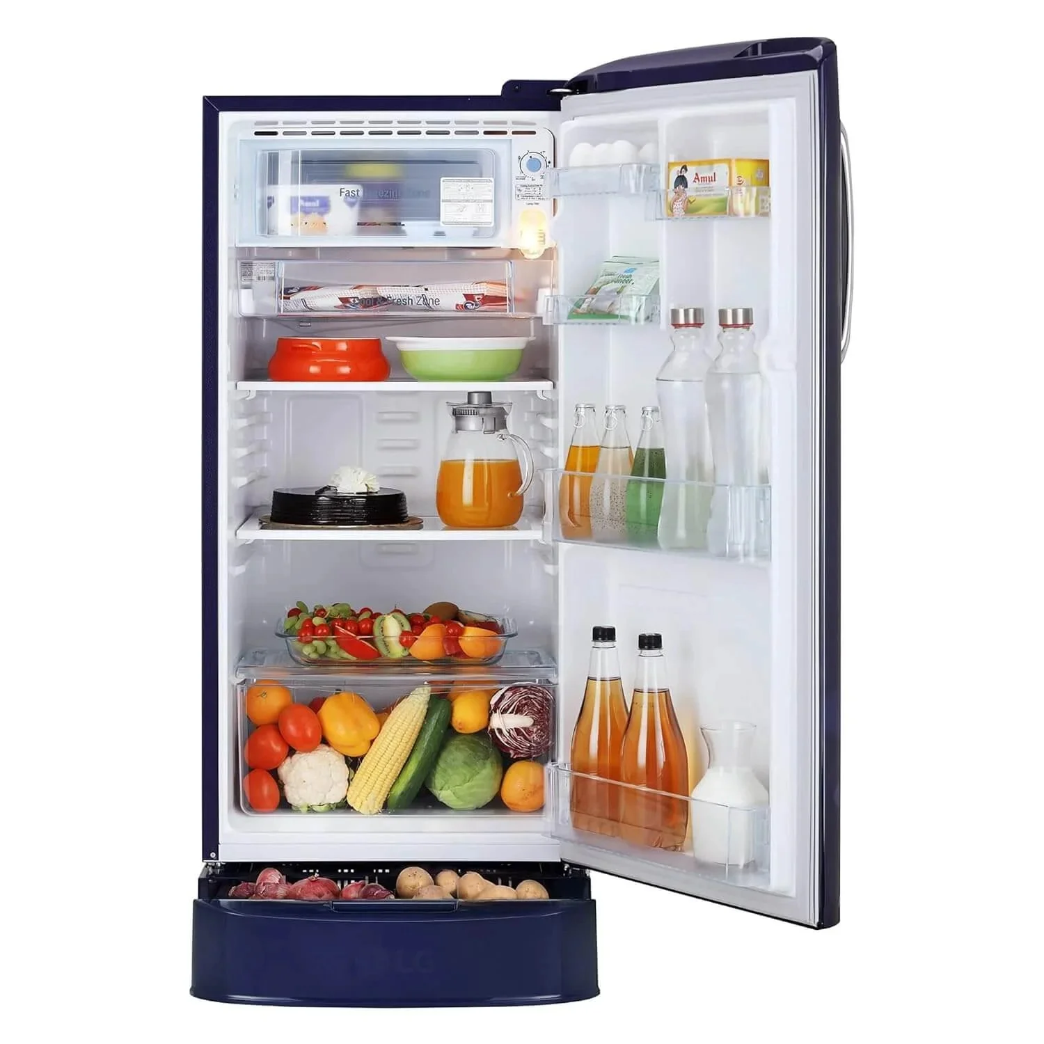 LG 185L 3-Star Single Door Refrigerator – GL-D201ABHD (Blue Harmony) - Image 2