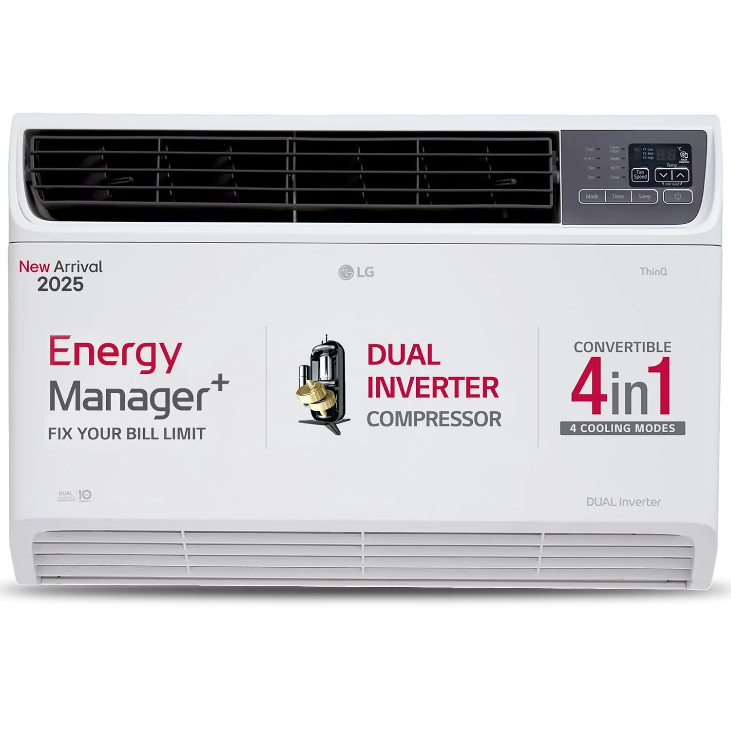 LG 2 Ton 4 Star Wi-Fi DUAL Inverter Window AC (Copper, Convertible 4-in-1 cooling, 4 Way Air Swing, HD Filter, UW-Q24WWYA, White)