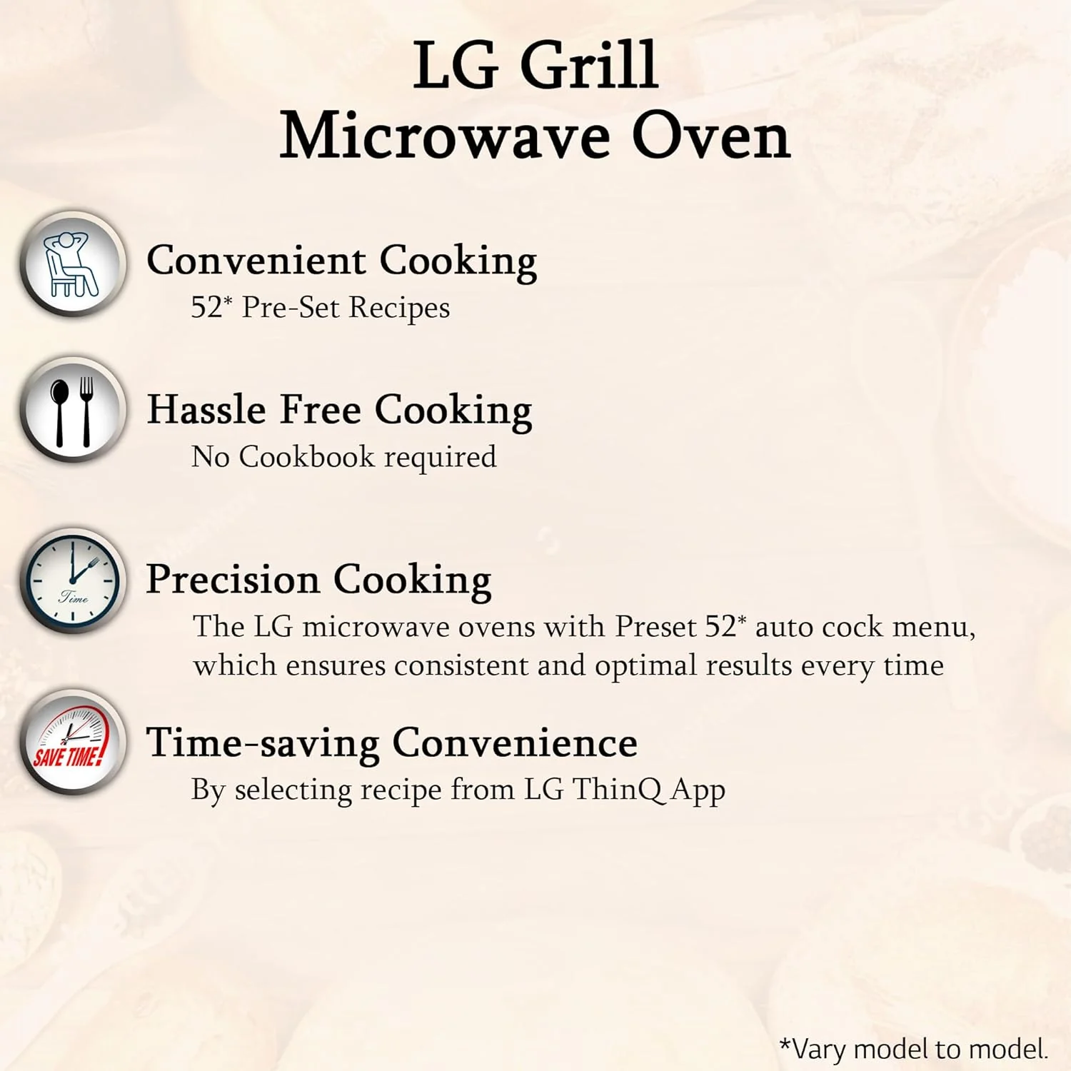 LG 20 L Grill / Solo Microwave Oven with Auto Cook Menu, Energy Saving, Quartz Heater, Anti Bacterial Cavity, Black MH2044BP - Image 5