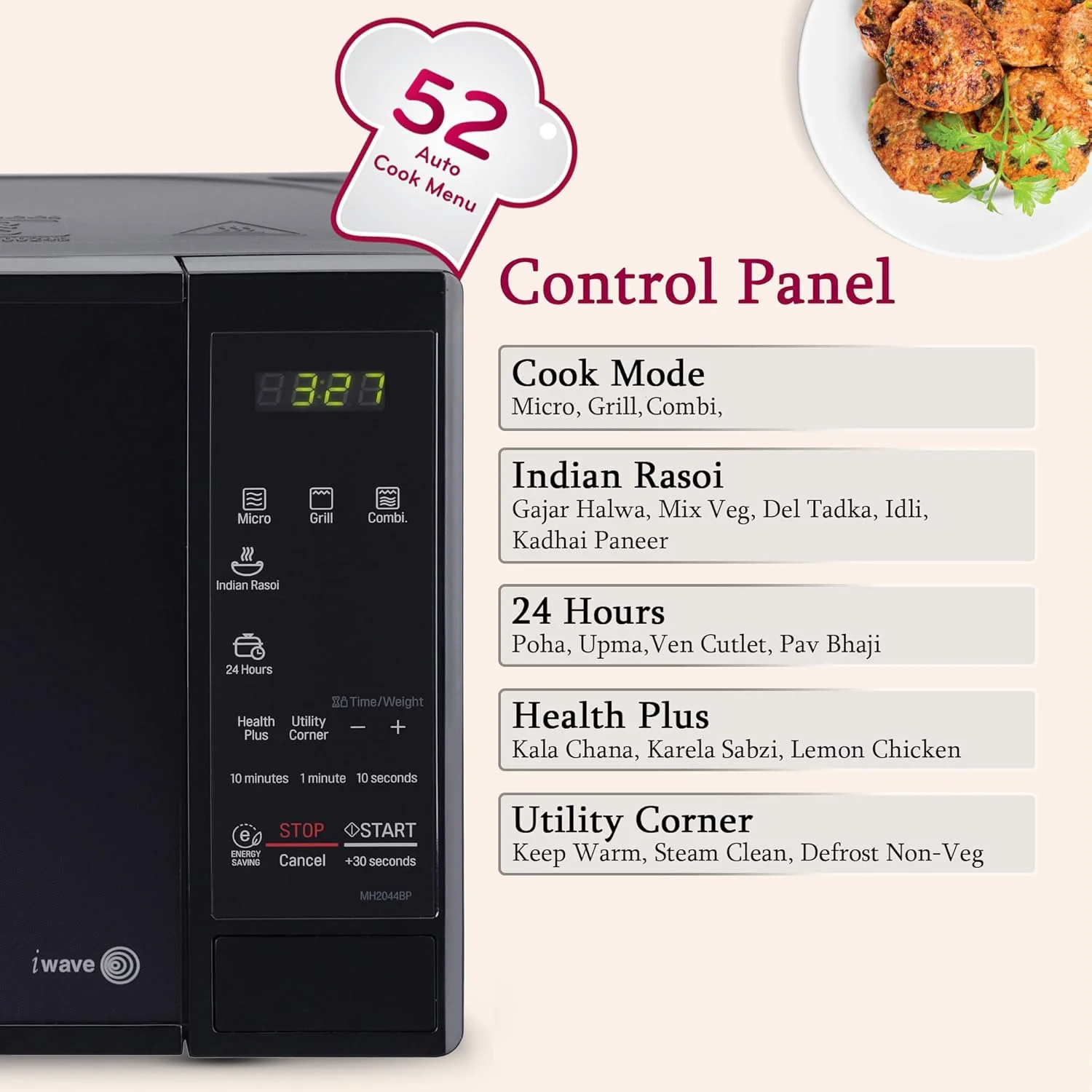 LG 20 L Grill / Solo Microwave Oven with Auto Cook Menu, Energy Saving, Quartz Heater, Anti Bacterial Cavity, Black MH2044BP - Image 6