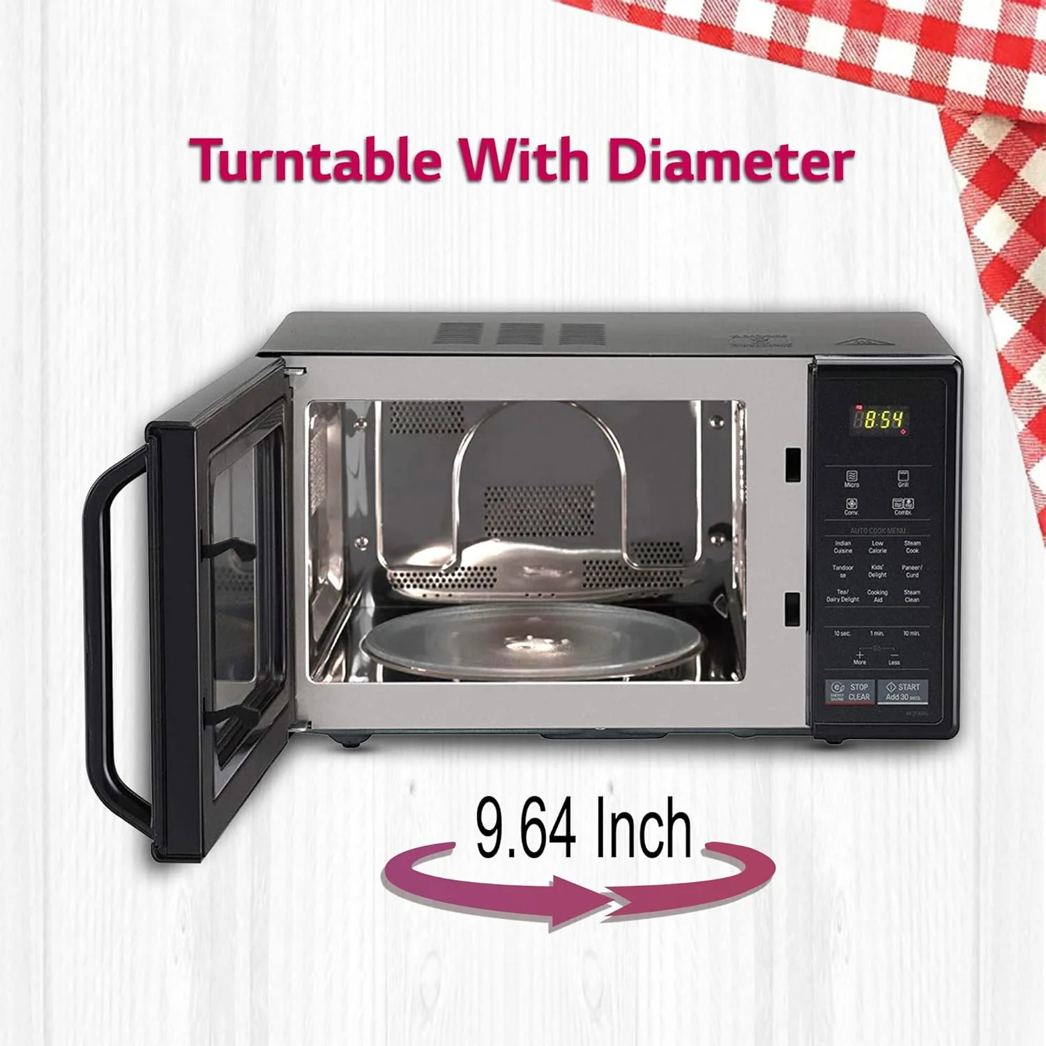 LG 21 L Convection Microwave Oven (MC2146BG, Glossy Black, with Glass Door, 151 Auto Cook Menu, Quartz Heater, Health Plus Menu) - Image 7