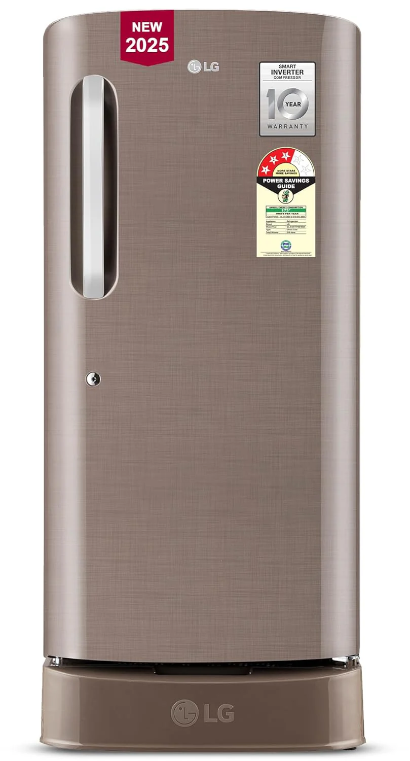 LG 210 L, 3 Star, Direct Cool Single Door Refrigerator (GL-D231AFSD, Fawn Steel, Base stand with drawer &amp; Fast Ice Making)