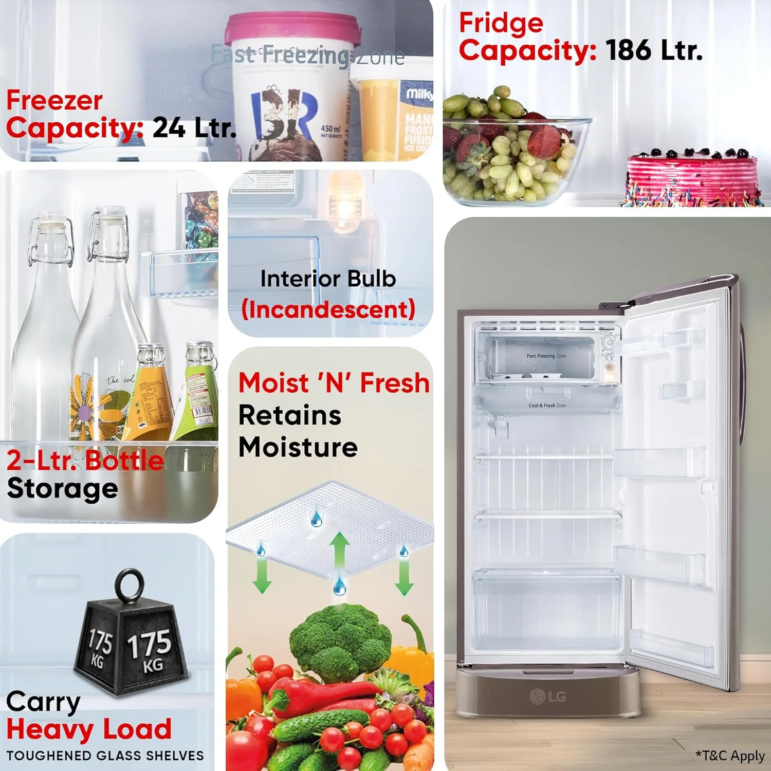 LG 210 L, 3 Star, Direct Cool Single Door Refrigerator (GL-D231AFSD, Fawn Steel, Base stand with drawer &amp; Fast Ice Making) - Image 11