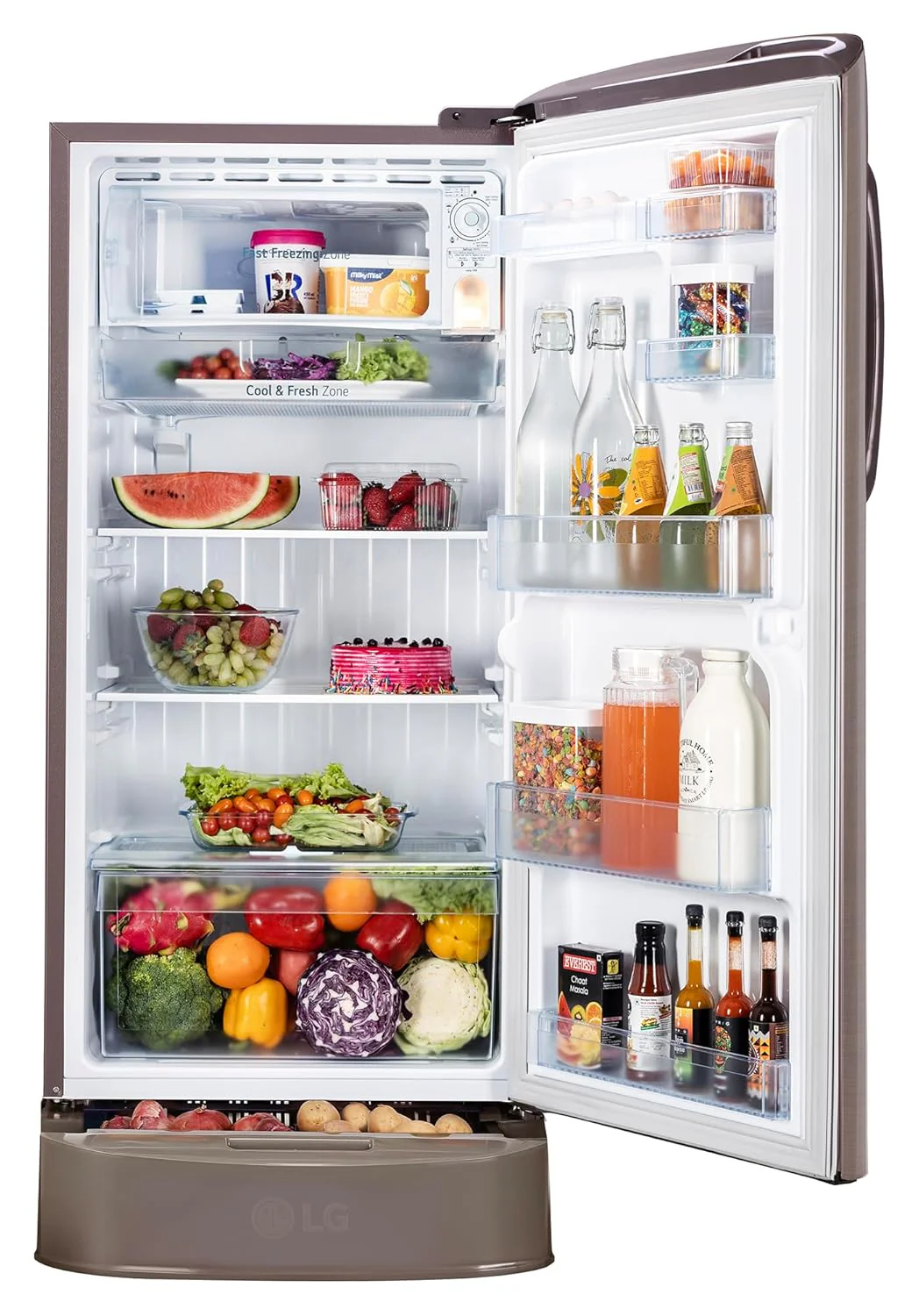 LG 210 L, 3 Star, Direct Cool Single Door Refrigerator (GL-D231AFSD, Fawn Steel, Base stand with drawer &amp; Fast Ice Making) - Image 13