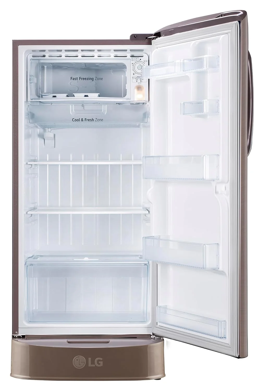 LG 210 L, 3 Star, Direct Cool Single Door Refrigerator (GL-D231AFSD, Fawn Steel, Base stand with drawer &amp; Fast Ice Making) - Image 7